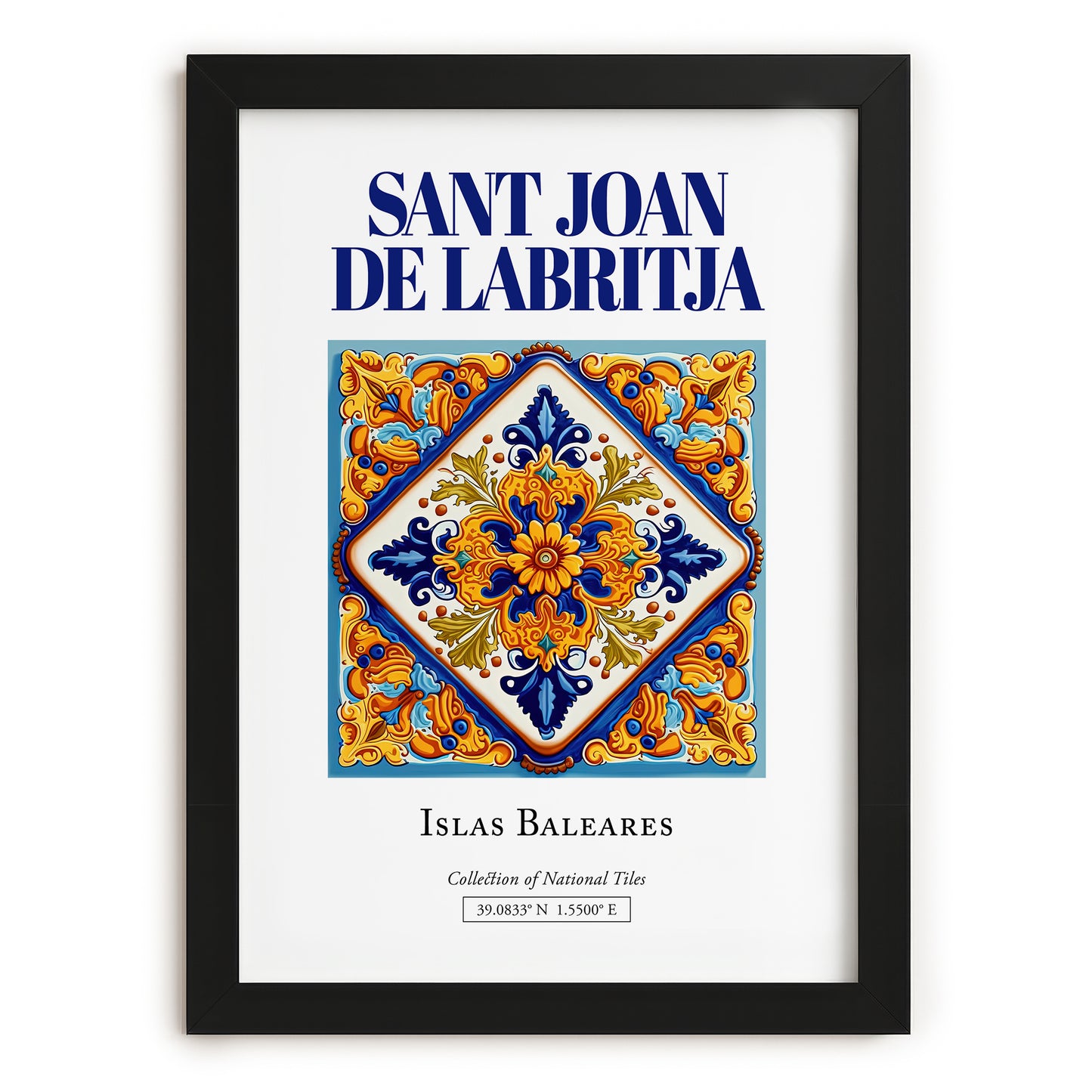 Sant Joan de Labritja, Spain – Historic Cities Art Print, in sleek black frame