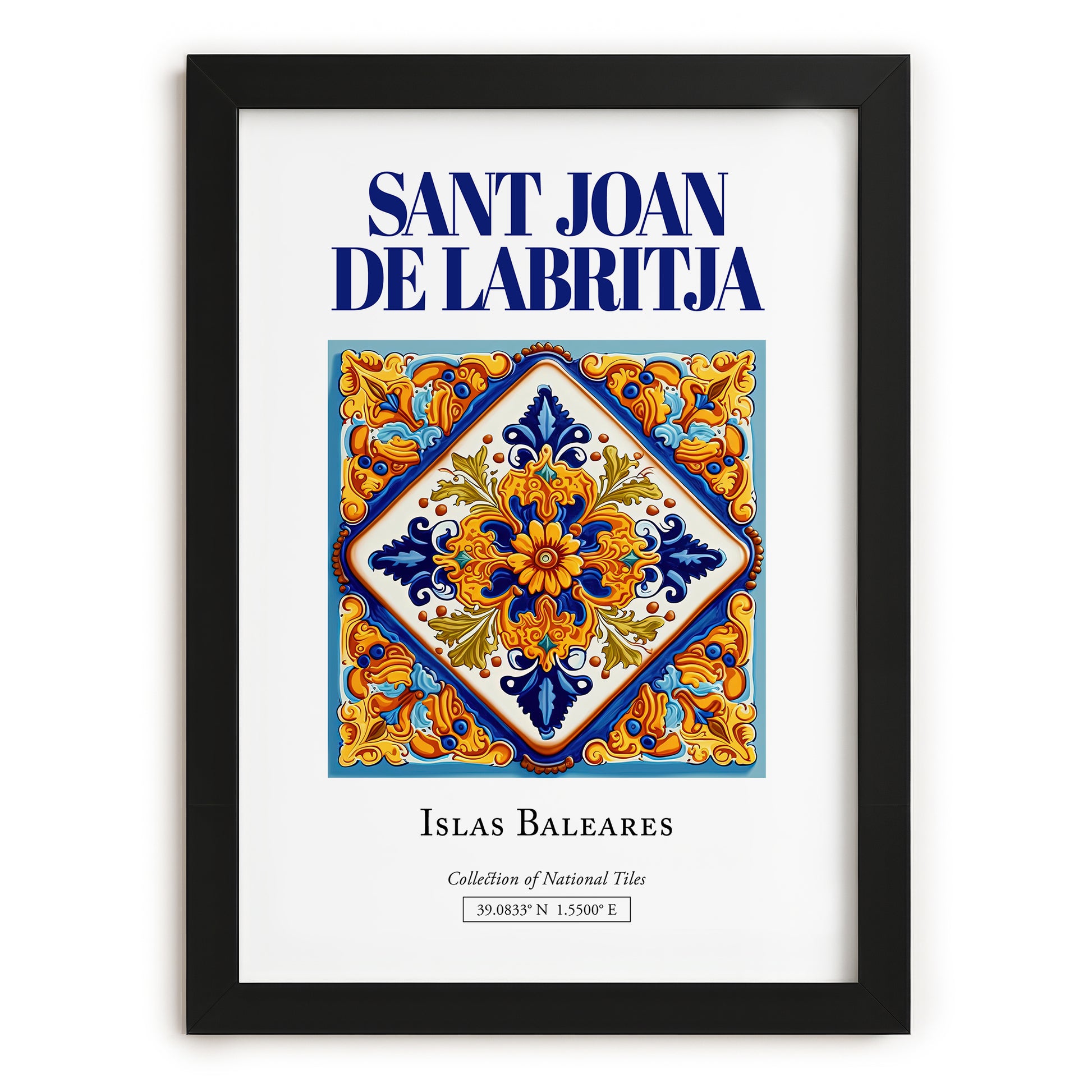 Sant Joan de Labritja, Spain – Historic Cities Art Print, in sleek black frame