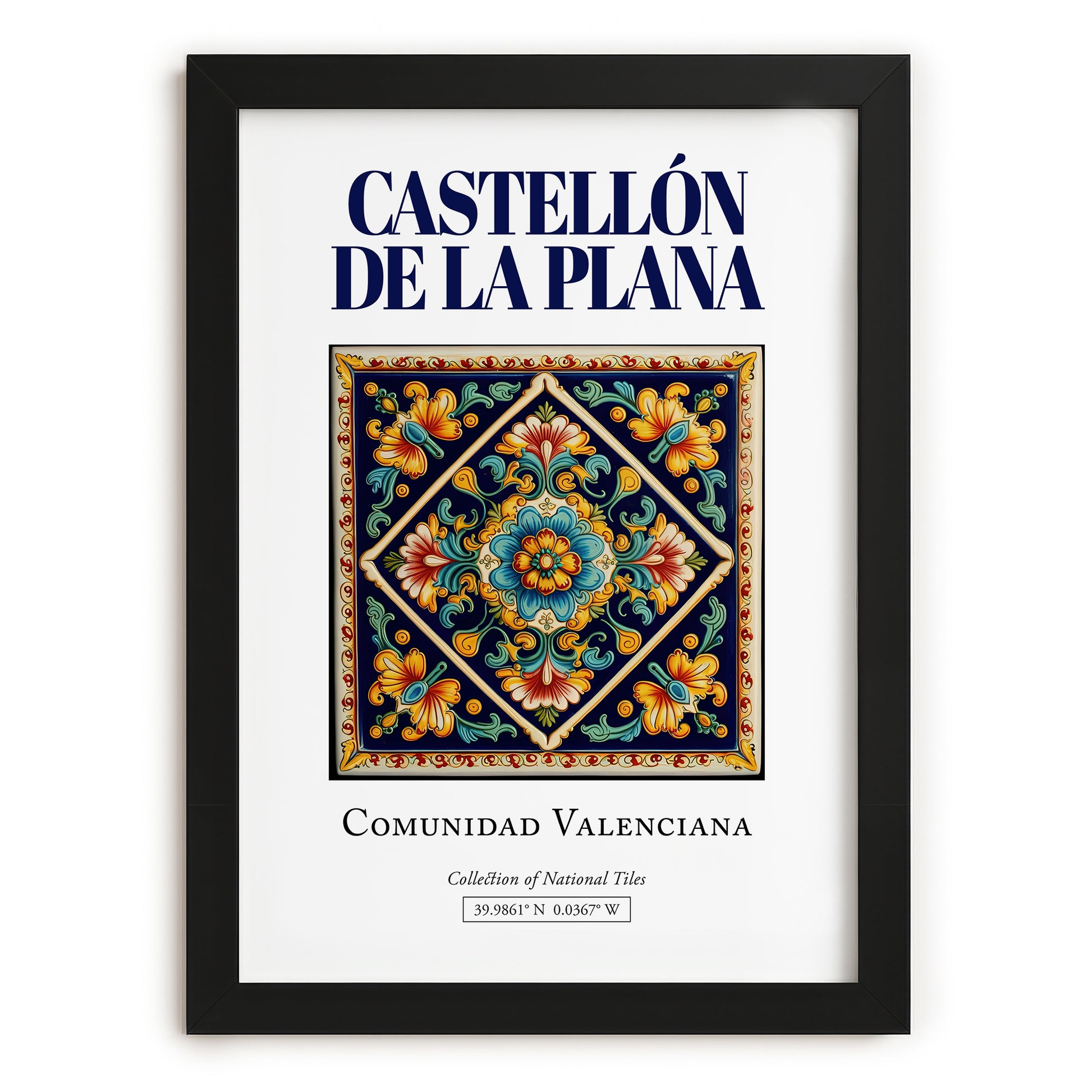 Castellón de la Plana, Spain – Travel Print, in sleek black frame