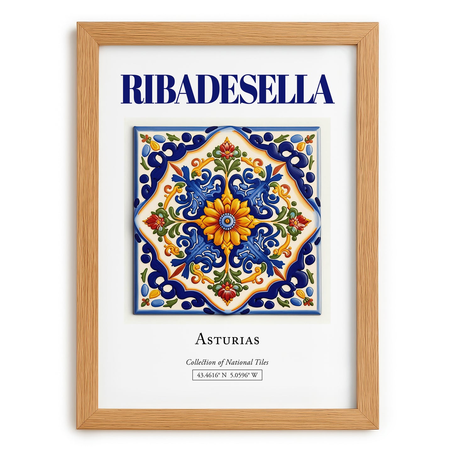 Ribadesella, Spain – Travel Print, set in oak frame