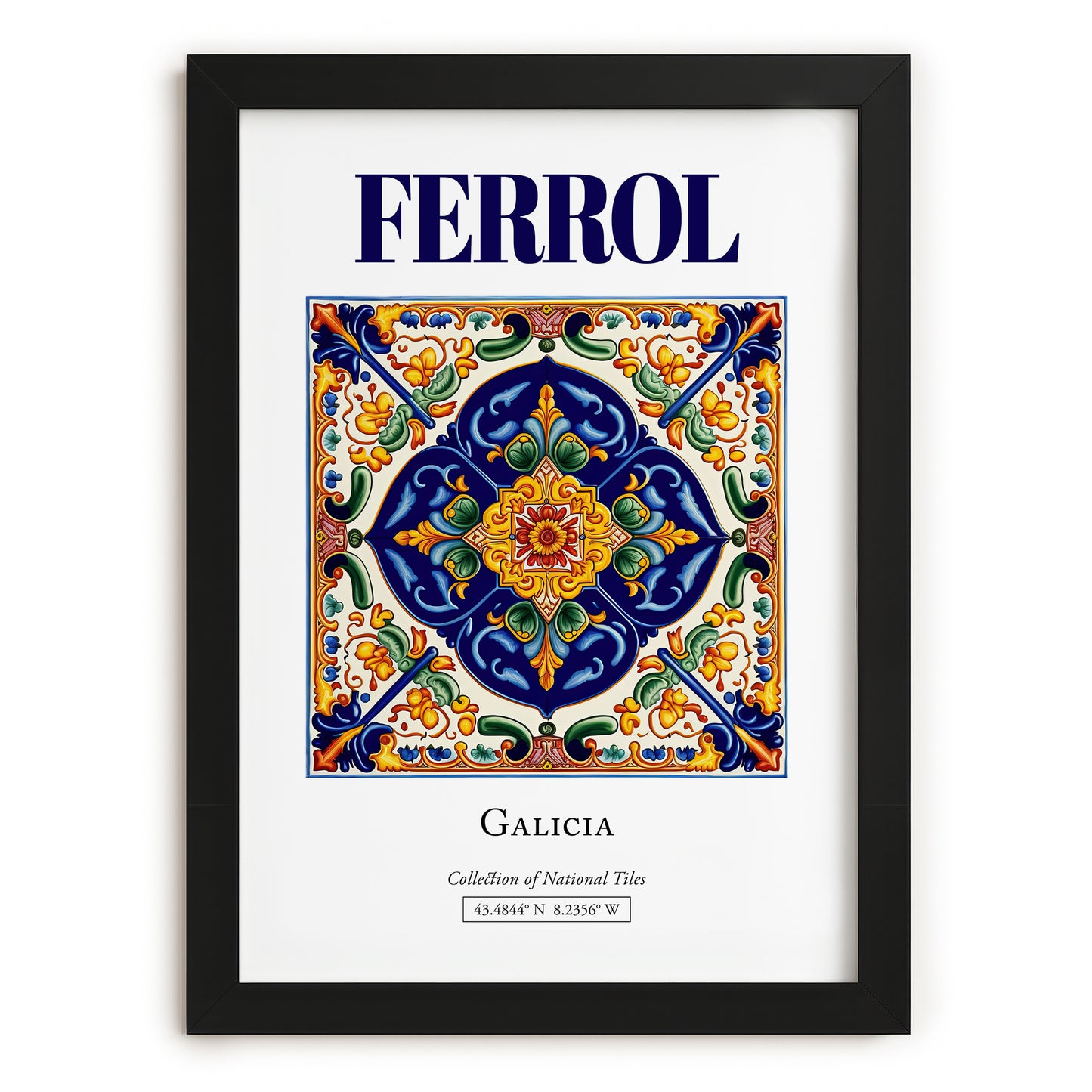 Ferrol, Spain – Wanderlust Wall Decor, in sleek black frame