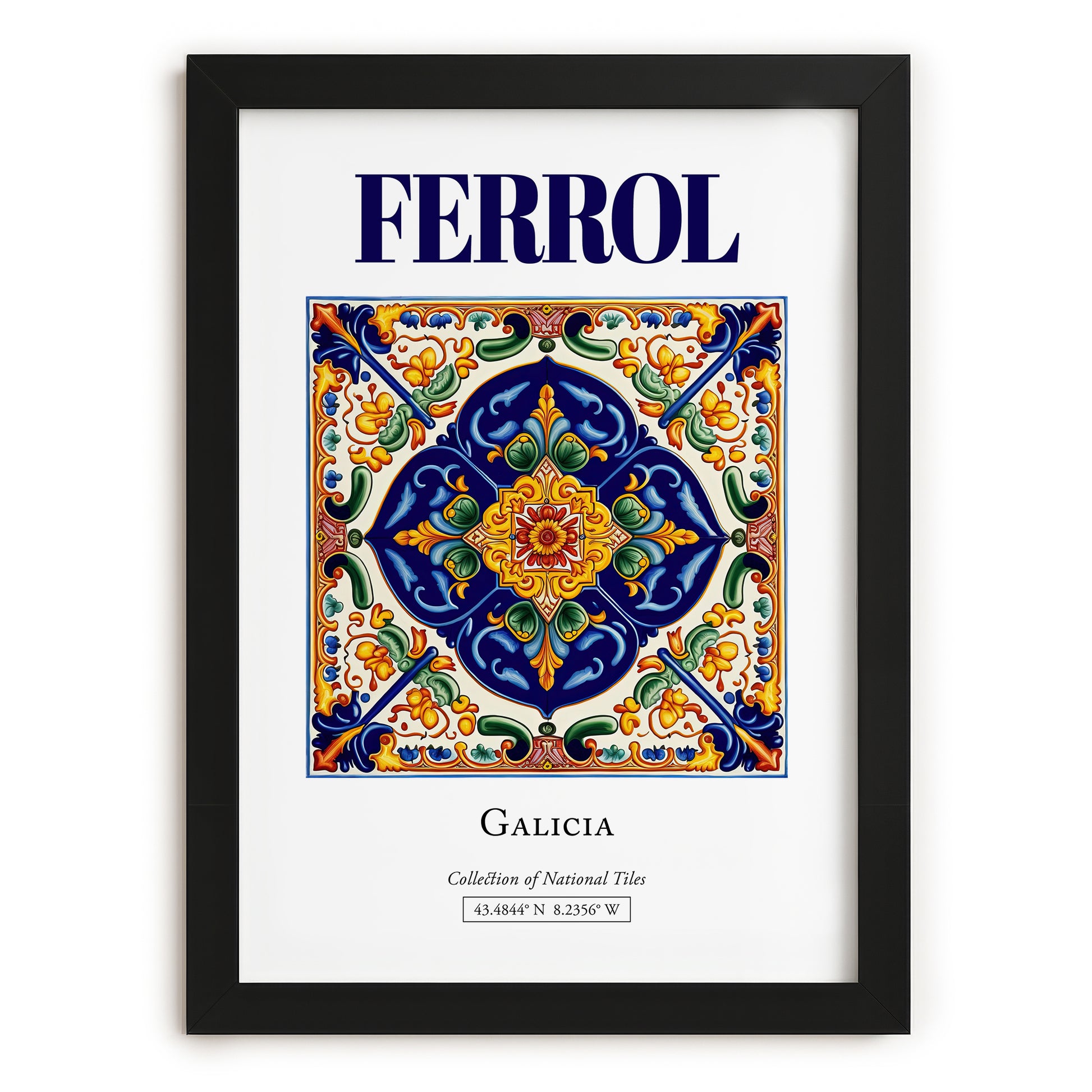 Ferrol, Spain – Wanderlust Wall Decor, in sleek black frame
