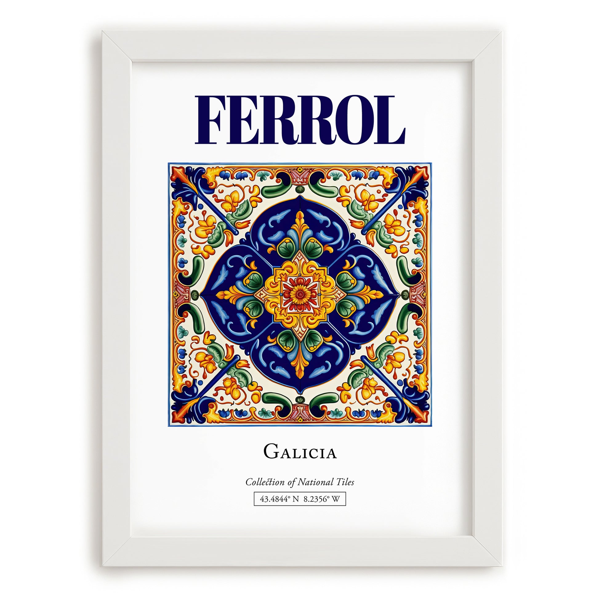 Ferrol, Spain – Wanderlust Wall Decor, placed in minimal white frame