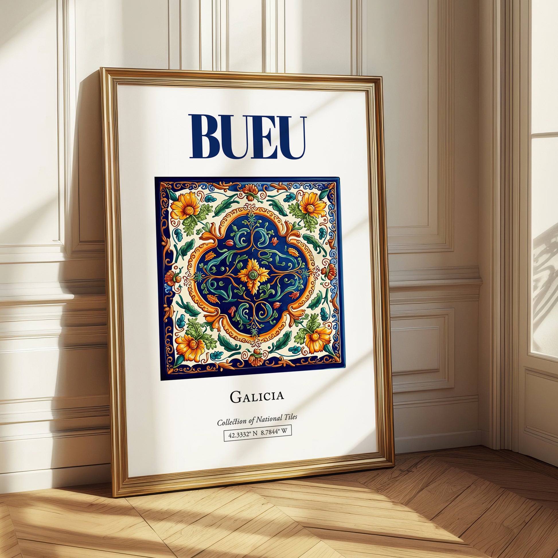 Bueu, Spain – Travel Poster, styled in a charming Paris street view