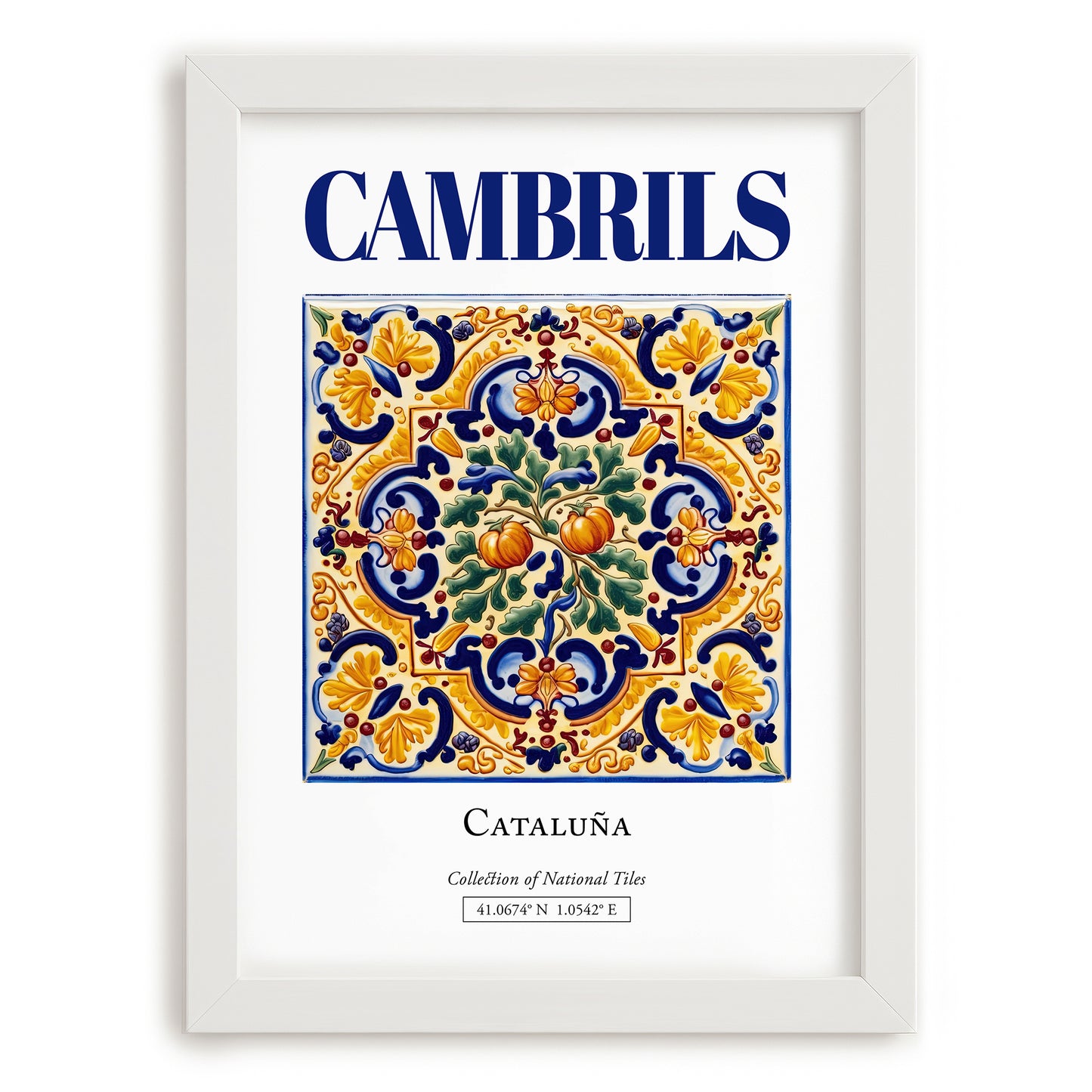 Cambrils, Spain – Vintage Travel Poster, placed in minimal white frame