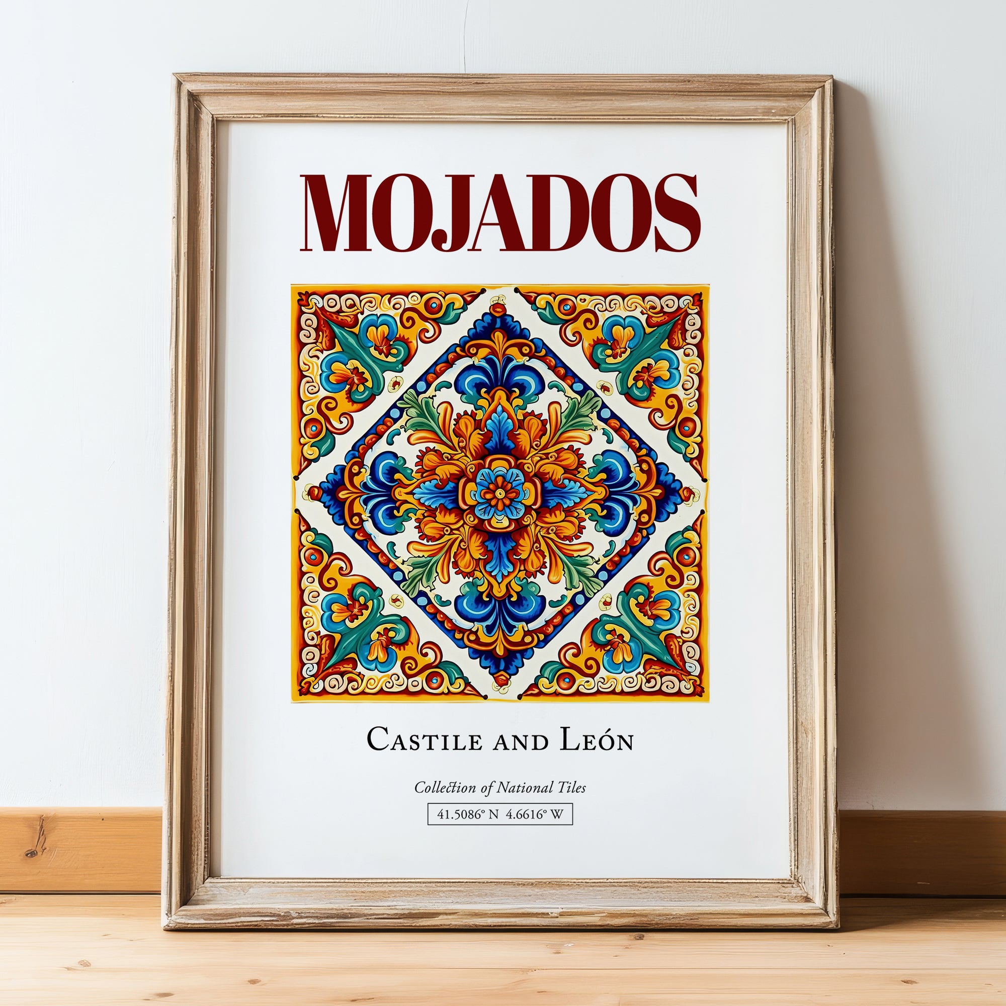 Mojados, Spain – Travel Print, in wooden frame leaning on the floor