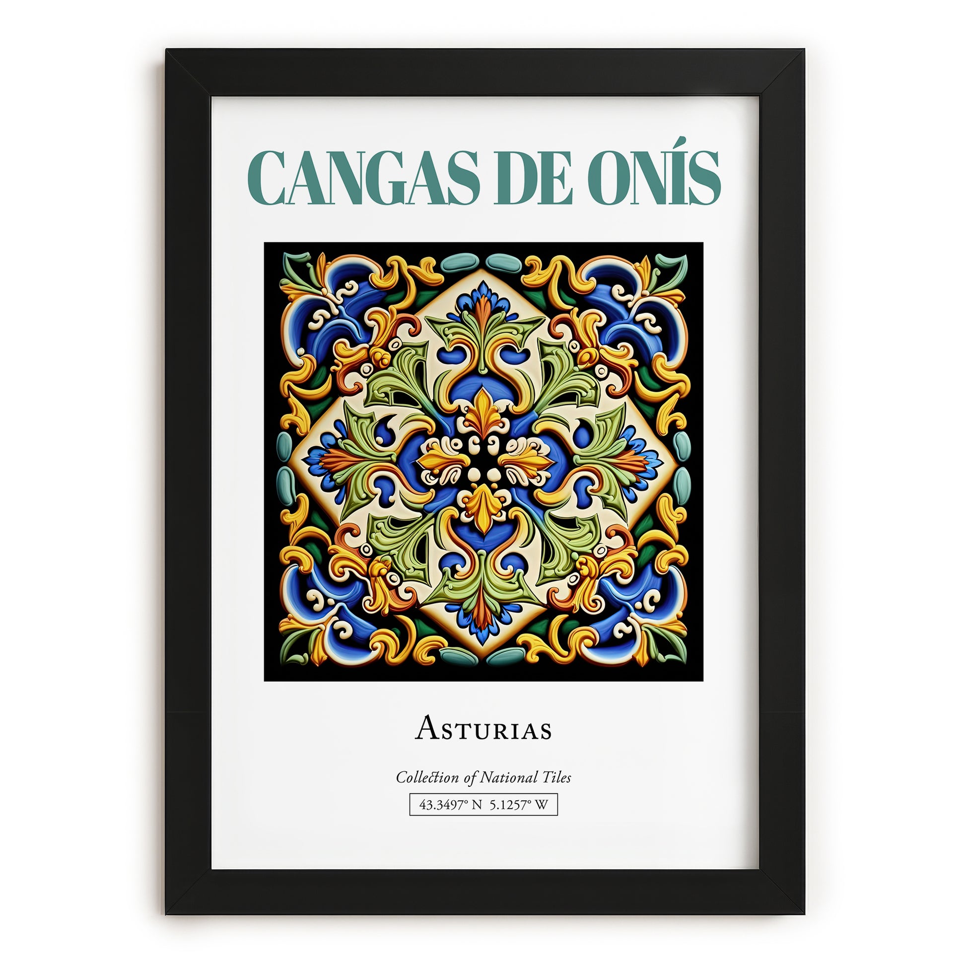 Cangas de Onís, Spain – National Pride Wall Decor, in sleek black frame