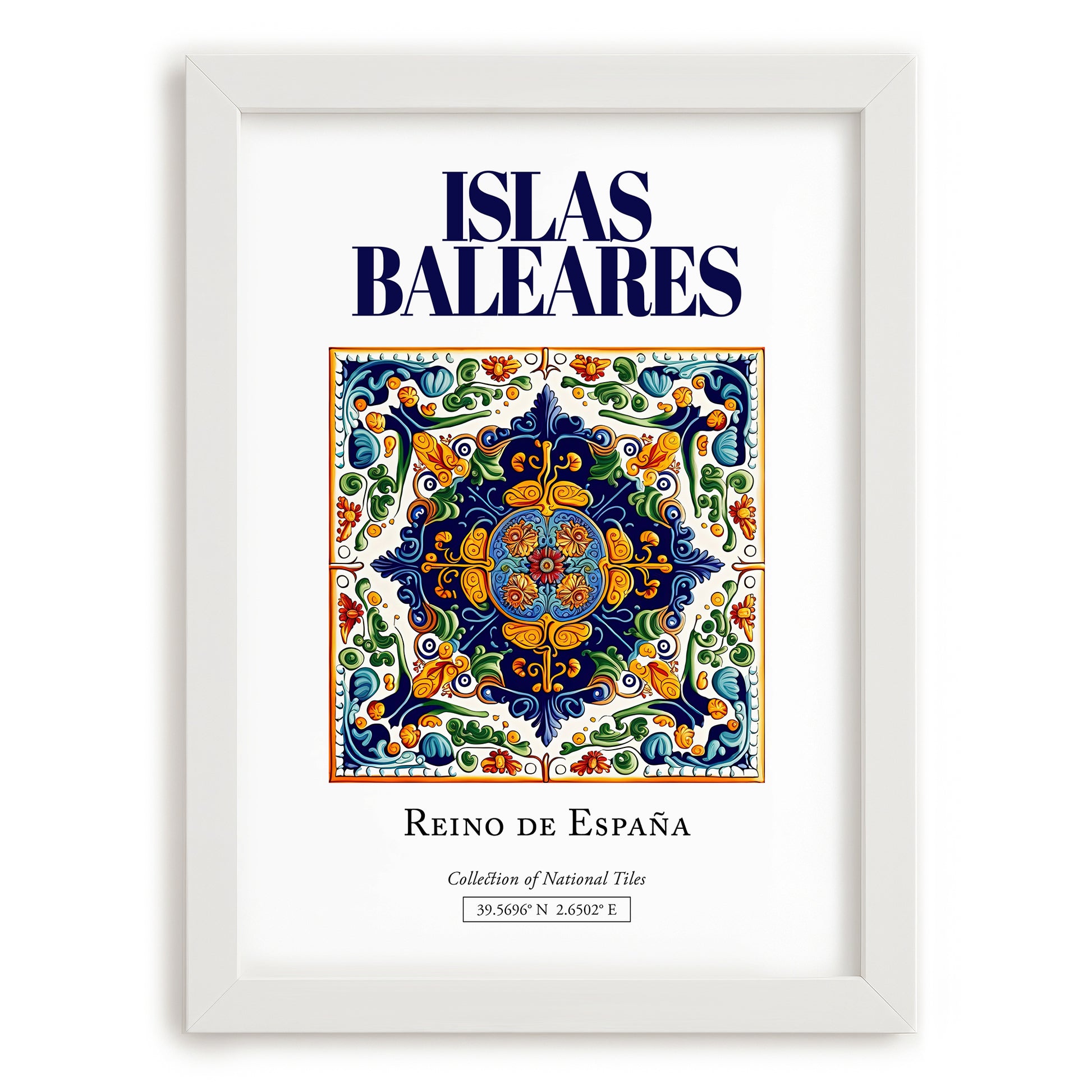 Islas Baleares, Spain – Travel Wall Decor, placed in minimal white frame