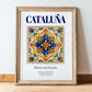 Cataluña, Spain – Travel Poster, in wooden frame leaning on the floor