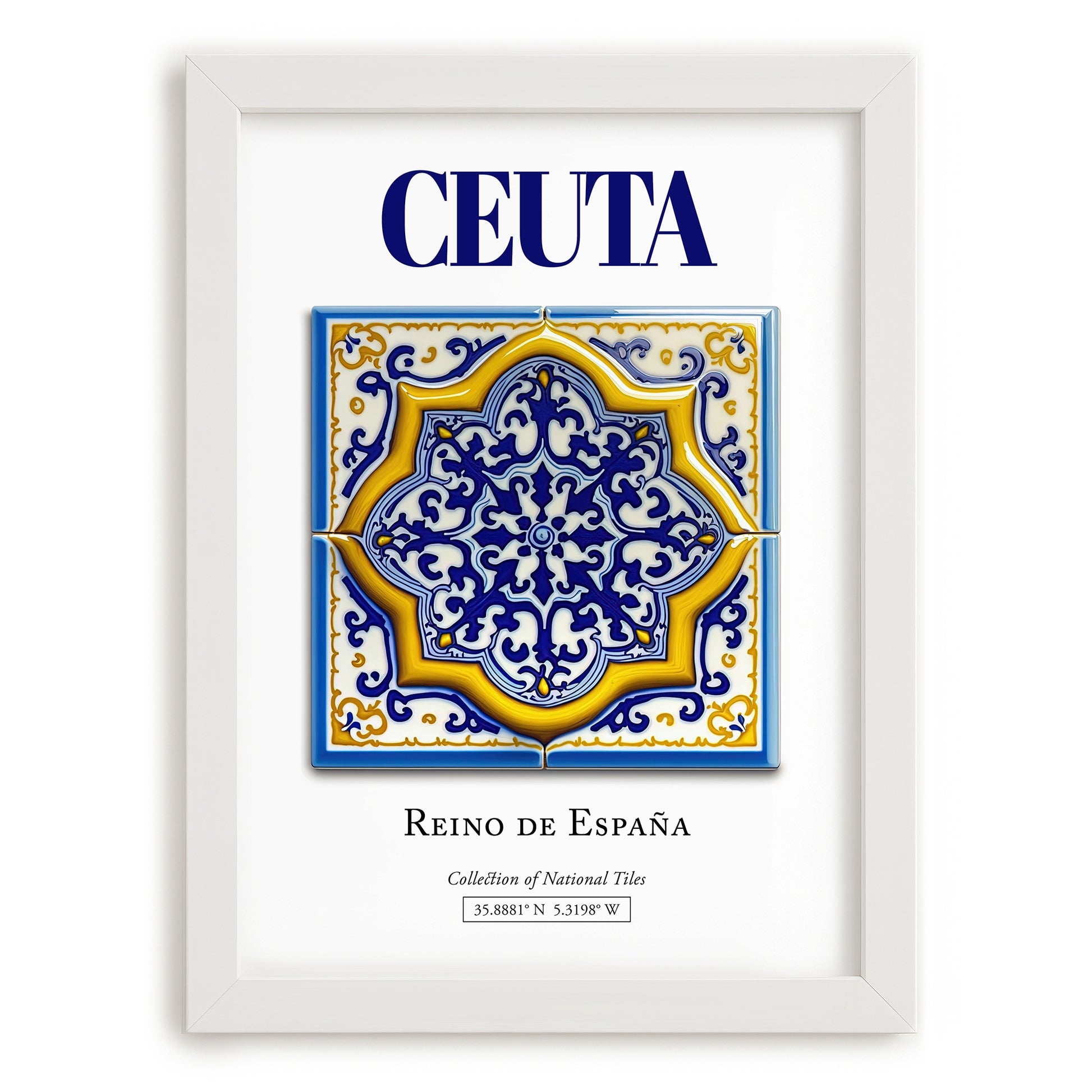 Ceuta, Spain – Cultural Heritage Wall Art, placed in minimal white frame