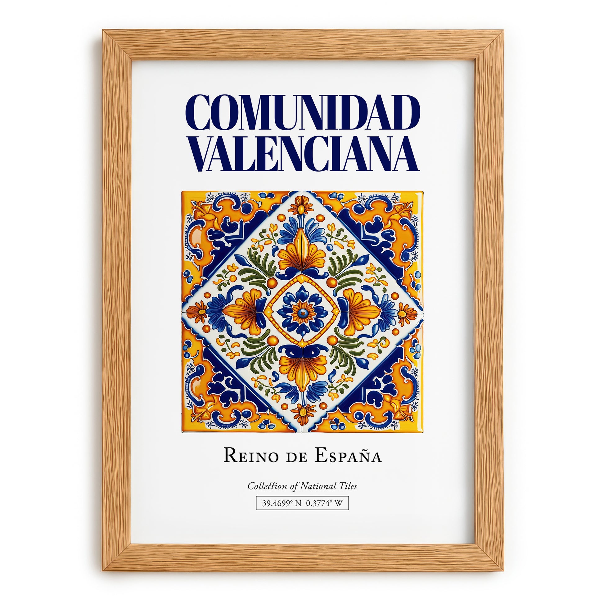 Comunidad Valenciana, Spain – Travel Poster, set in oak frame
