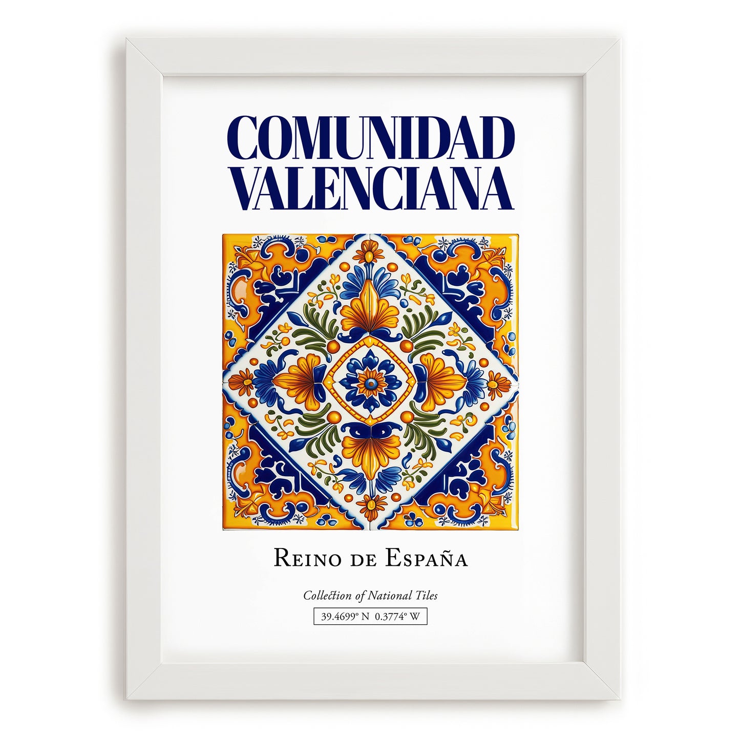 Comunidad Valenciana, Spain – Travel Poster, placed in minimal white frame