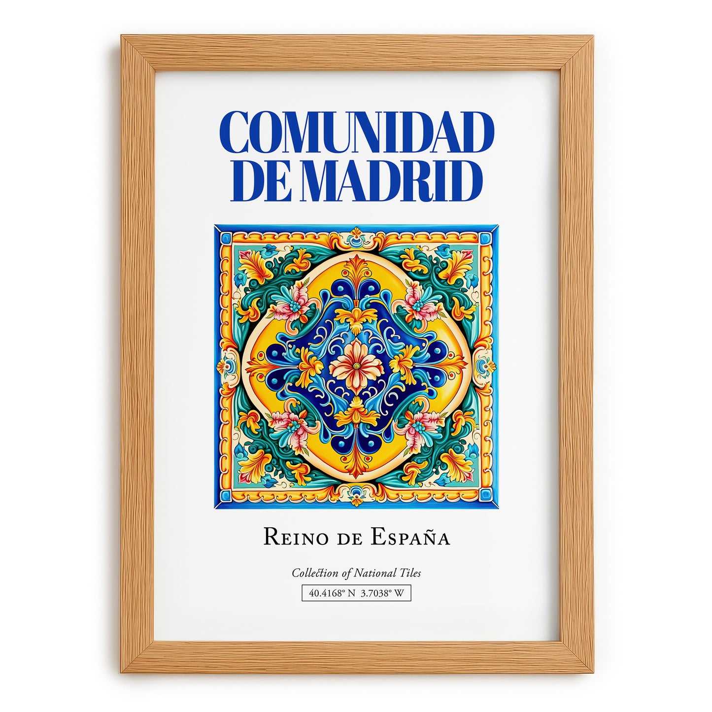 Comunidad de Madrid, Spain – Travel Poster, set in oak frame