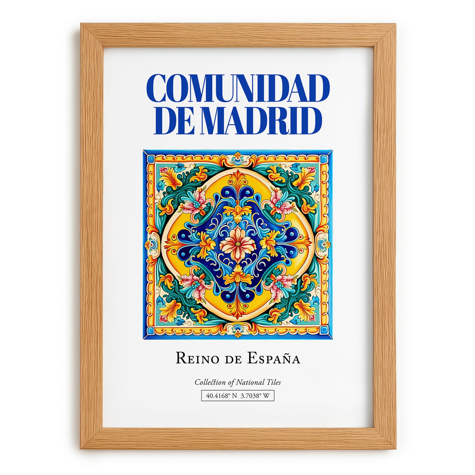Comunidad de Madrid, Spain – Travel Poster, set in oak frame