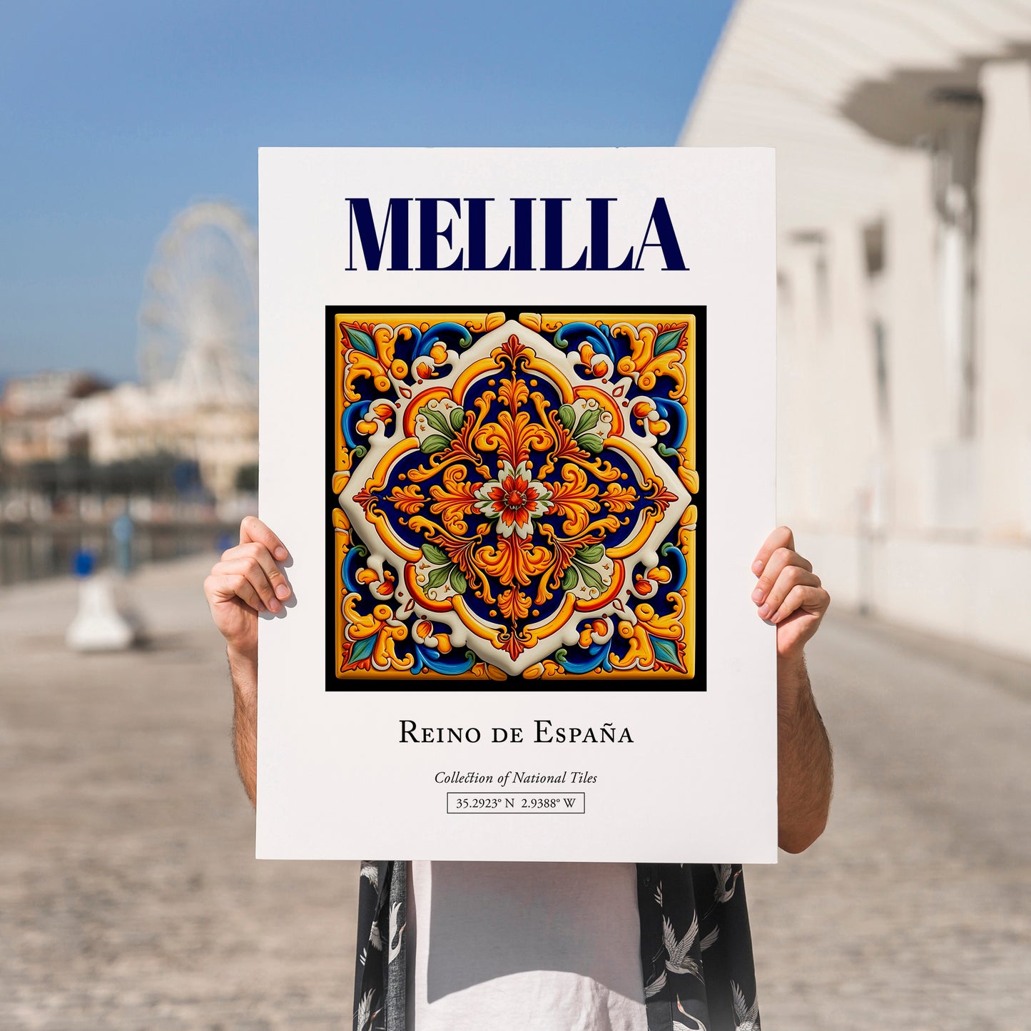 Melilla, Spain – Travel Poster, no-text version framed in wood
