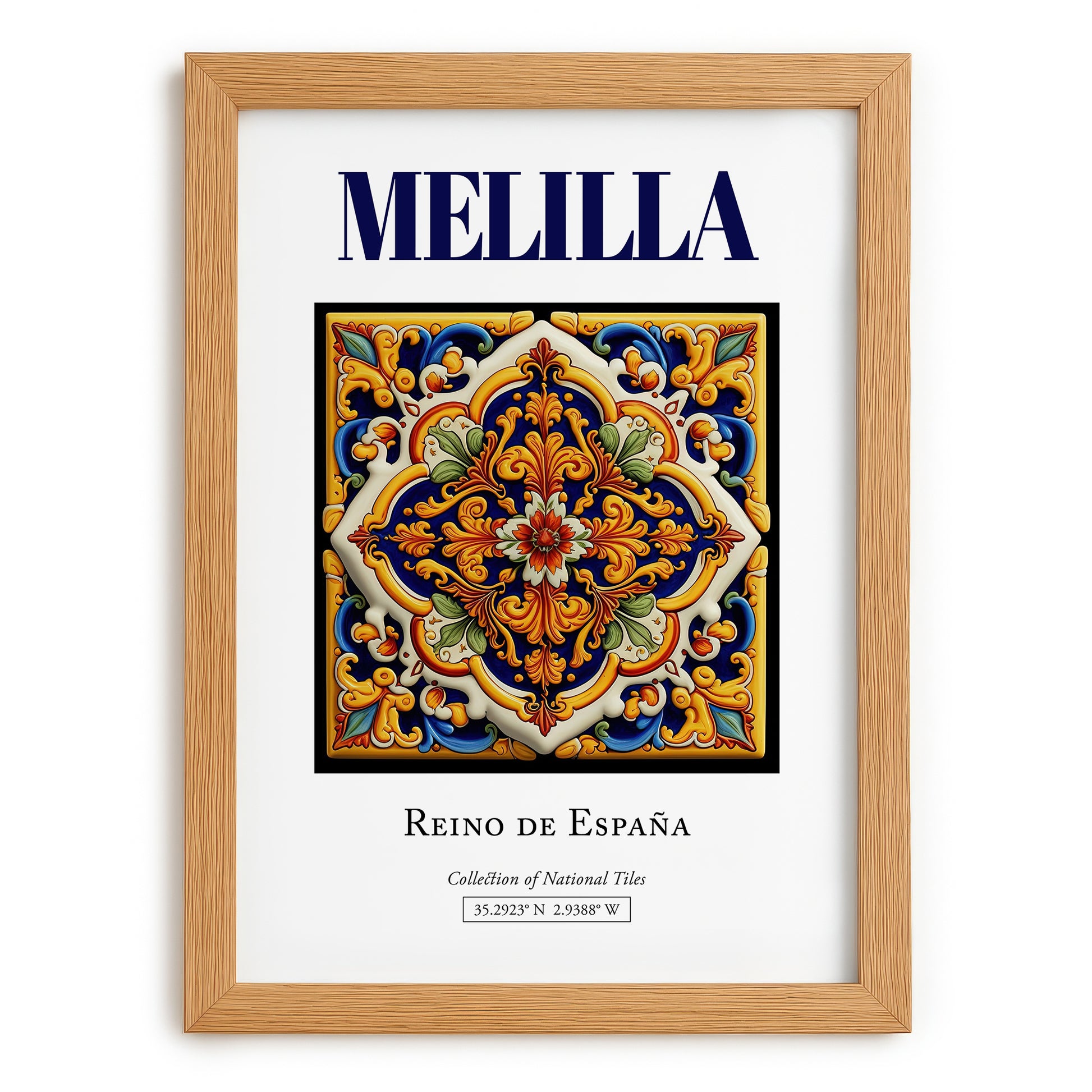 Melilla, Spain – Travel Poster, set in oak frame