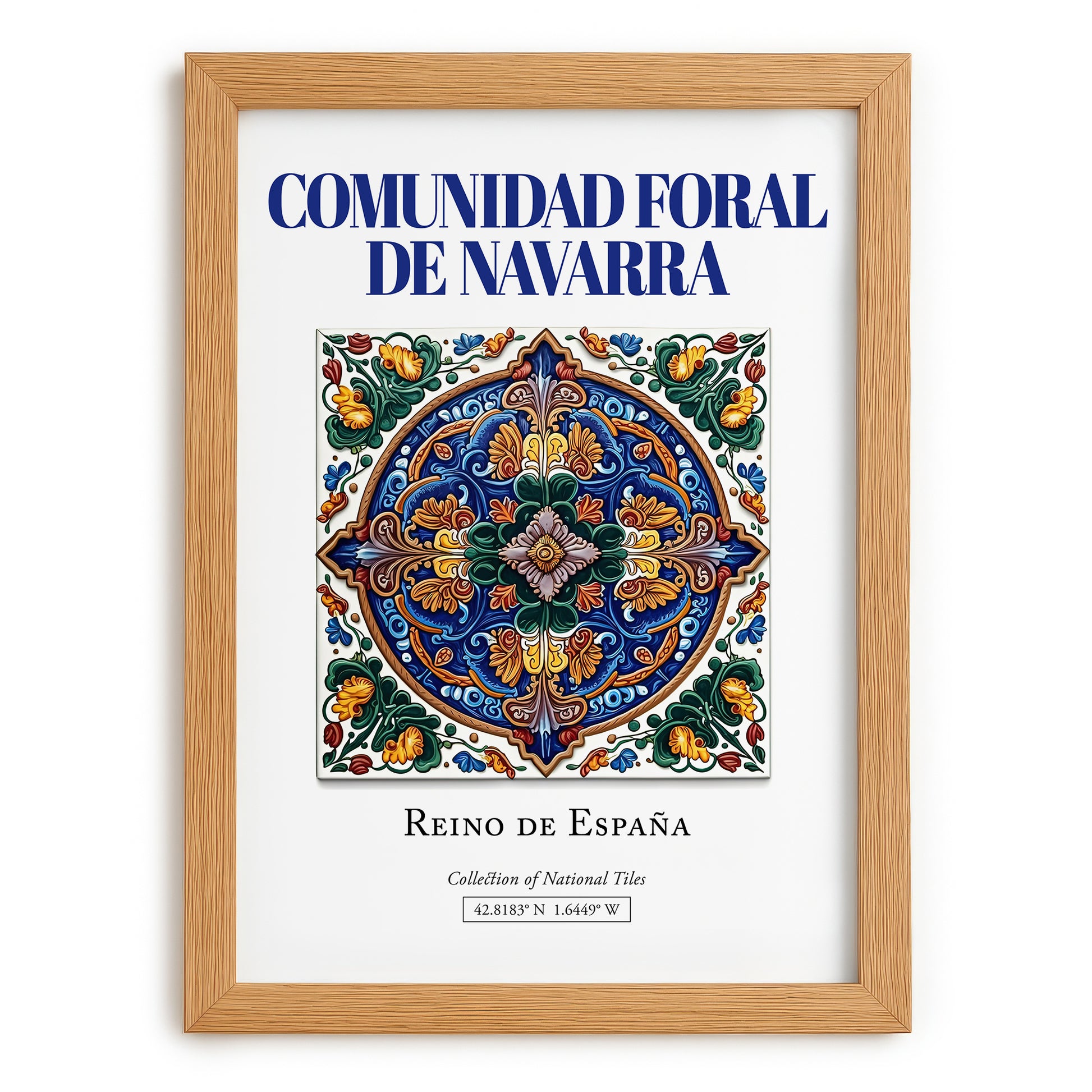 Comunidad Foral de Navarra, Spain – World Heritage Travel Poster, set in oak frame