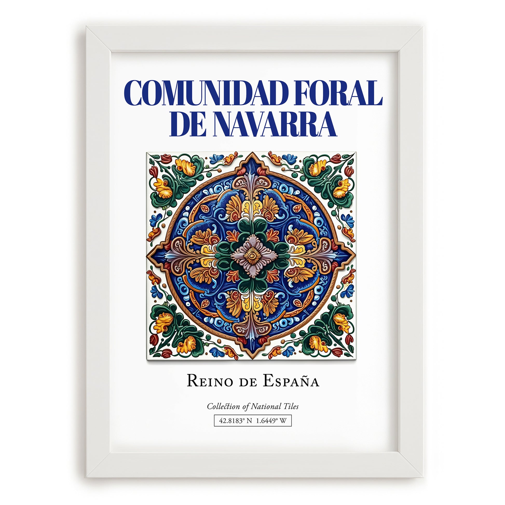 Comunidad Foral de Navarra, Spain – World Heritage Travel Poster, placed in minimal white frame