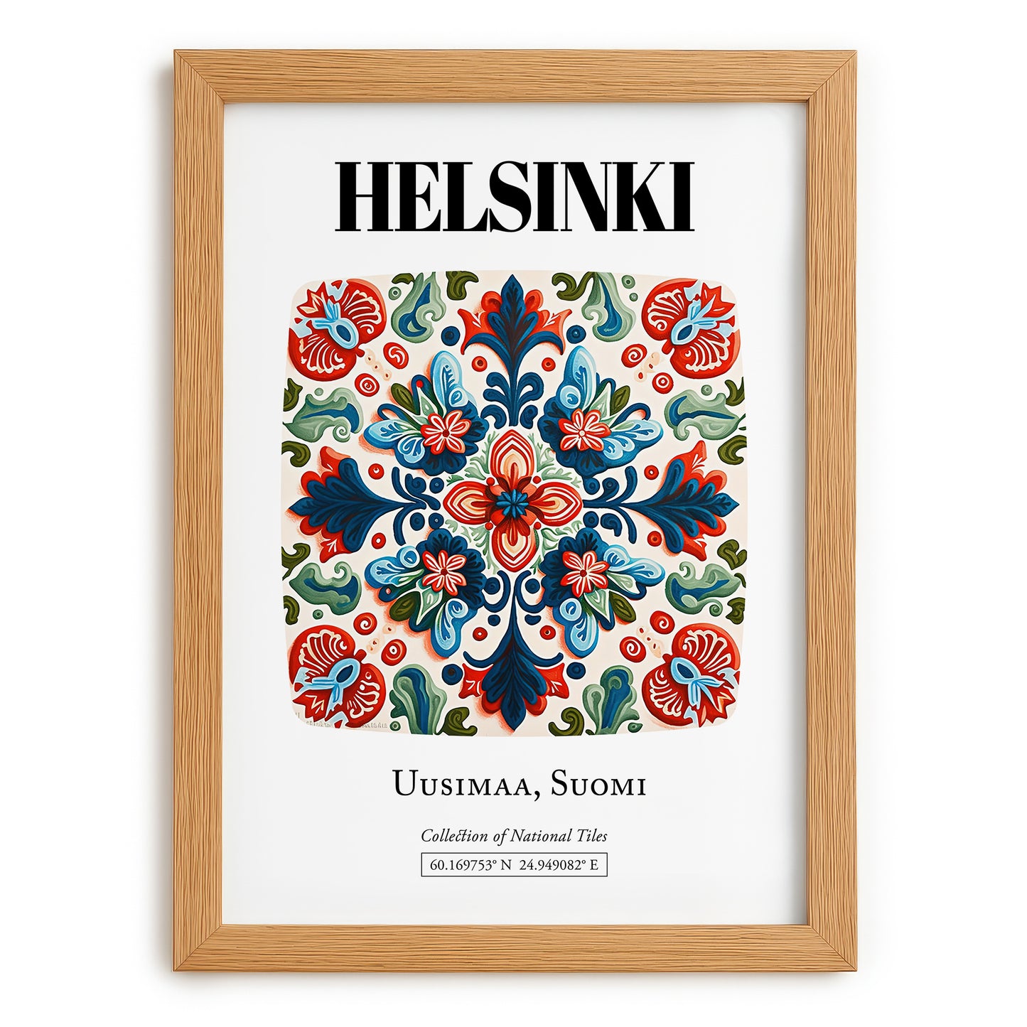 Helsinki, Finland – Country Culture Poster, set in oak frame