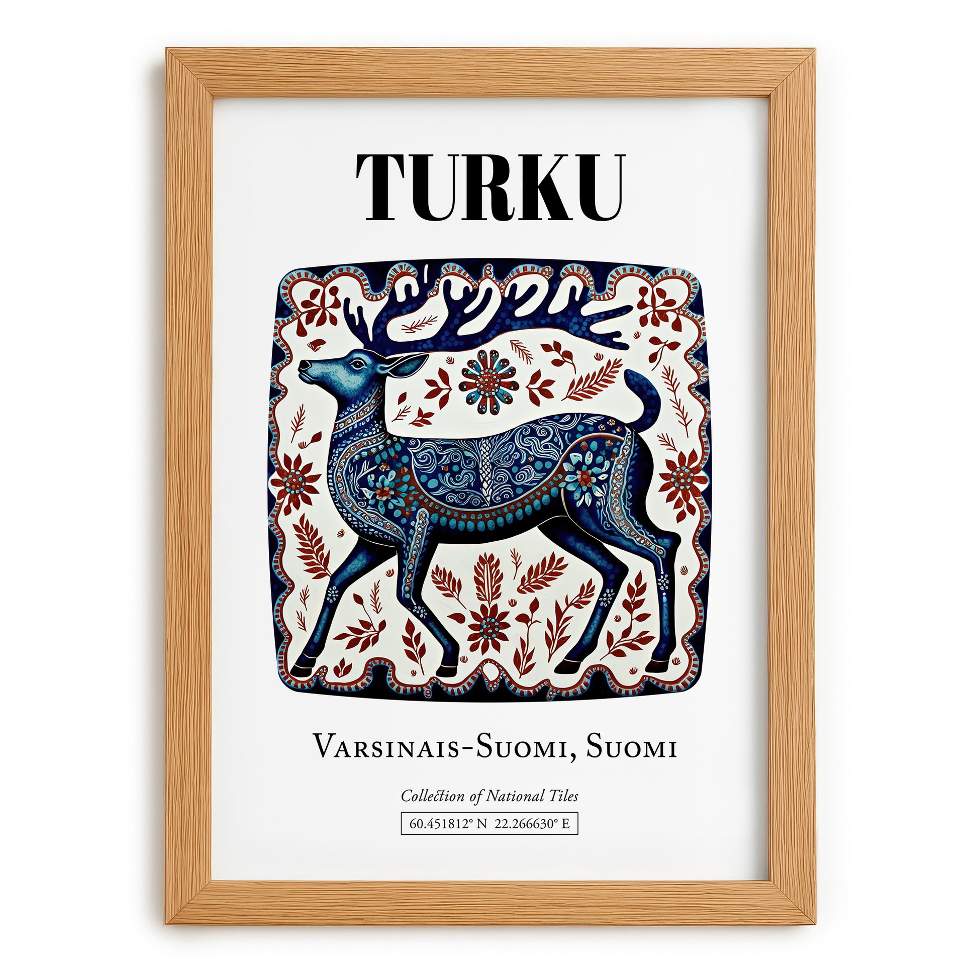 Turku, Finland – Travel Print, set in oak frame
