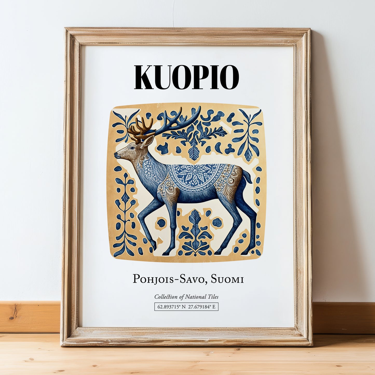 Kuopio, Finland – Dream Destination Decor, in wooden frame leaning on the floor