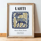 Lahti, Finland – Travel Print, in wooden frame leaning on the floor
