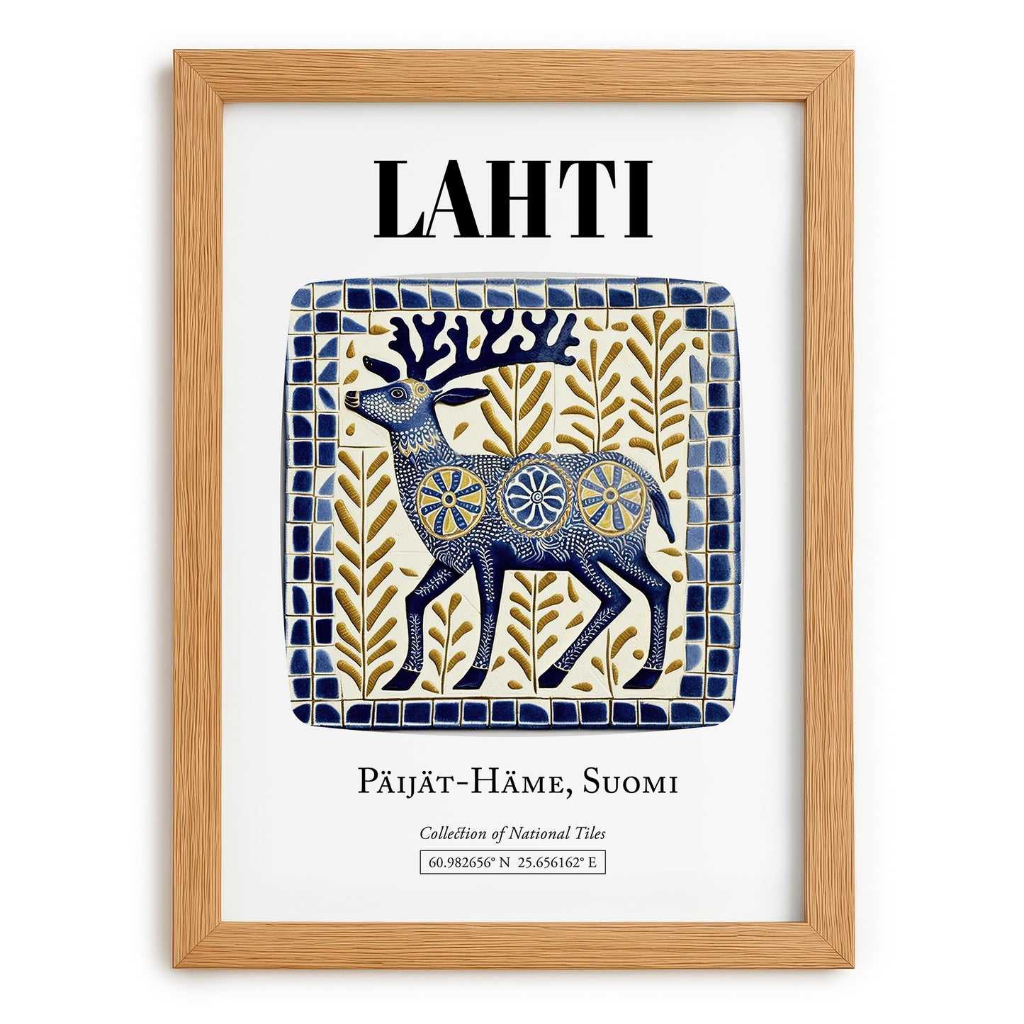 Lahti, Finland – Travel Print, set in oak frame