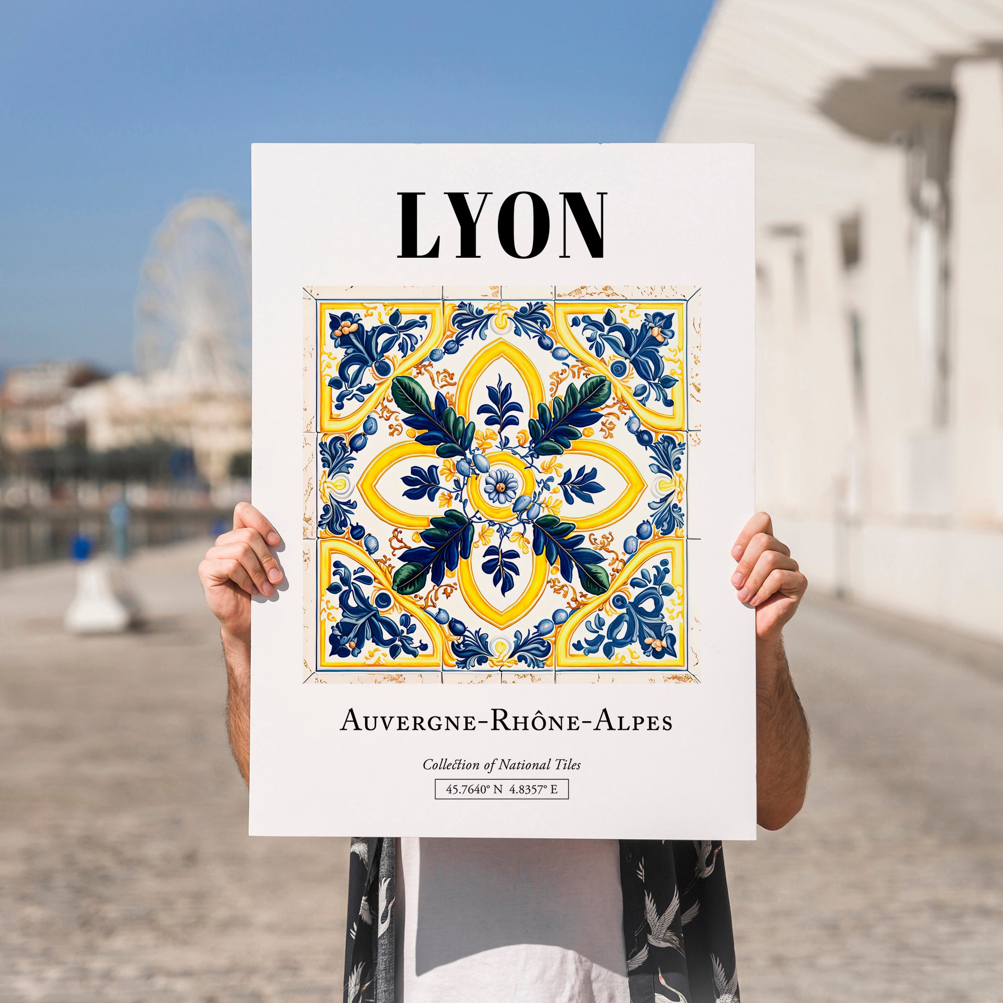Lyon, France – Travel Wall Art, no-text version framed in wood