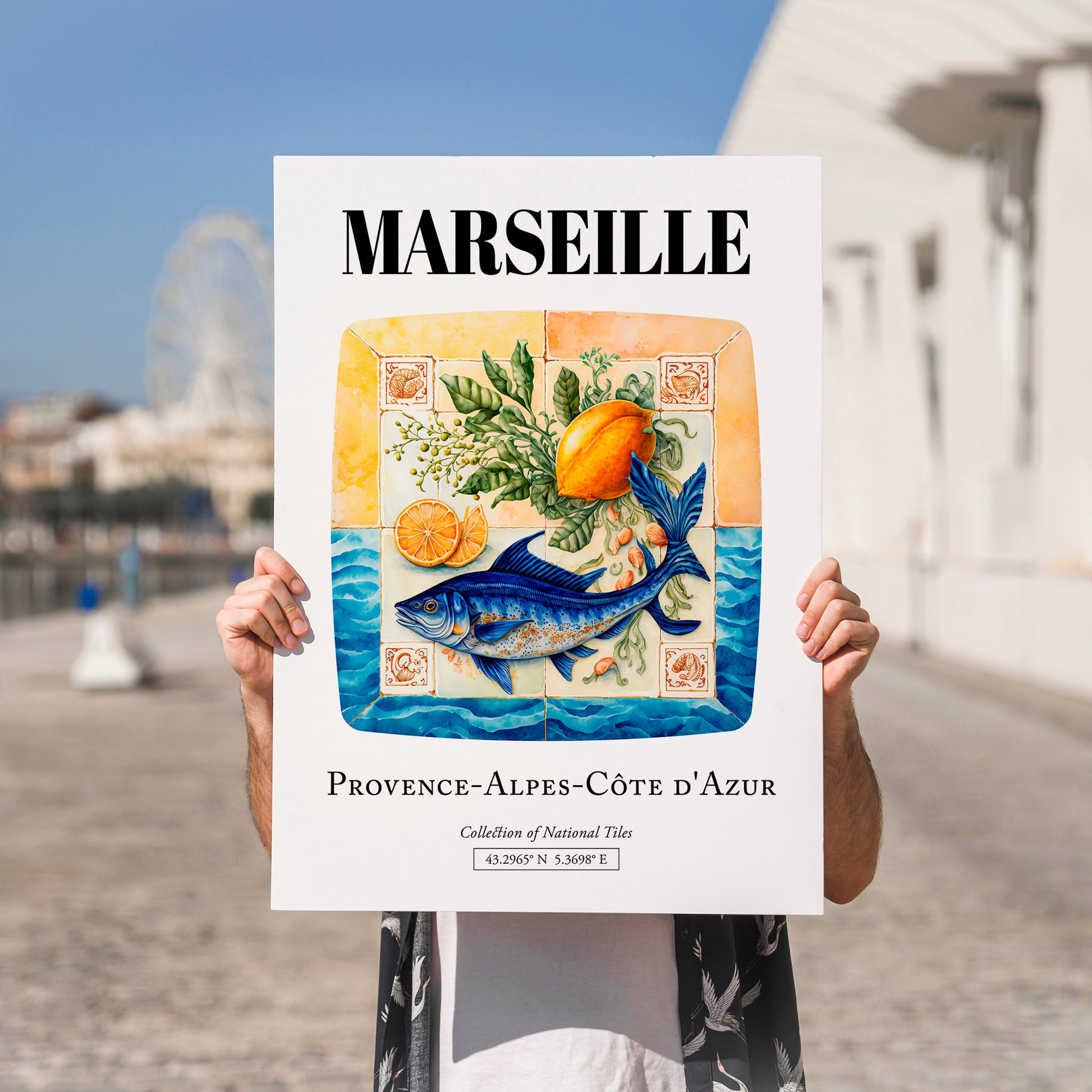 Marseille, France – Travel Print, no-text version framed in wood
