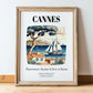 Cannes, France – Travel Poster, in wooden frame leaning on the floor