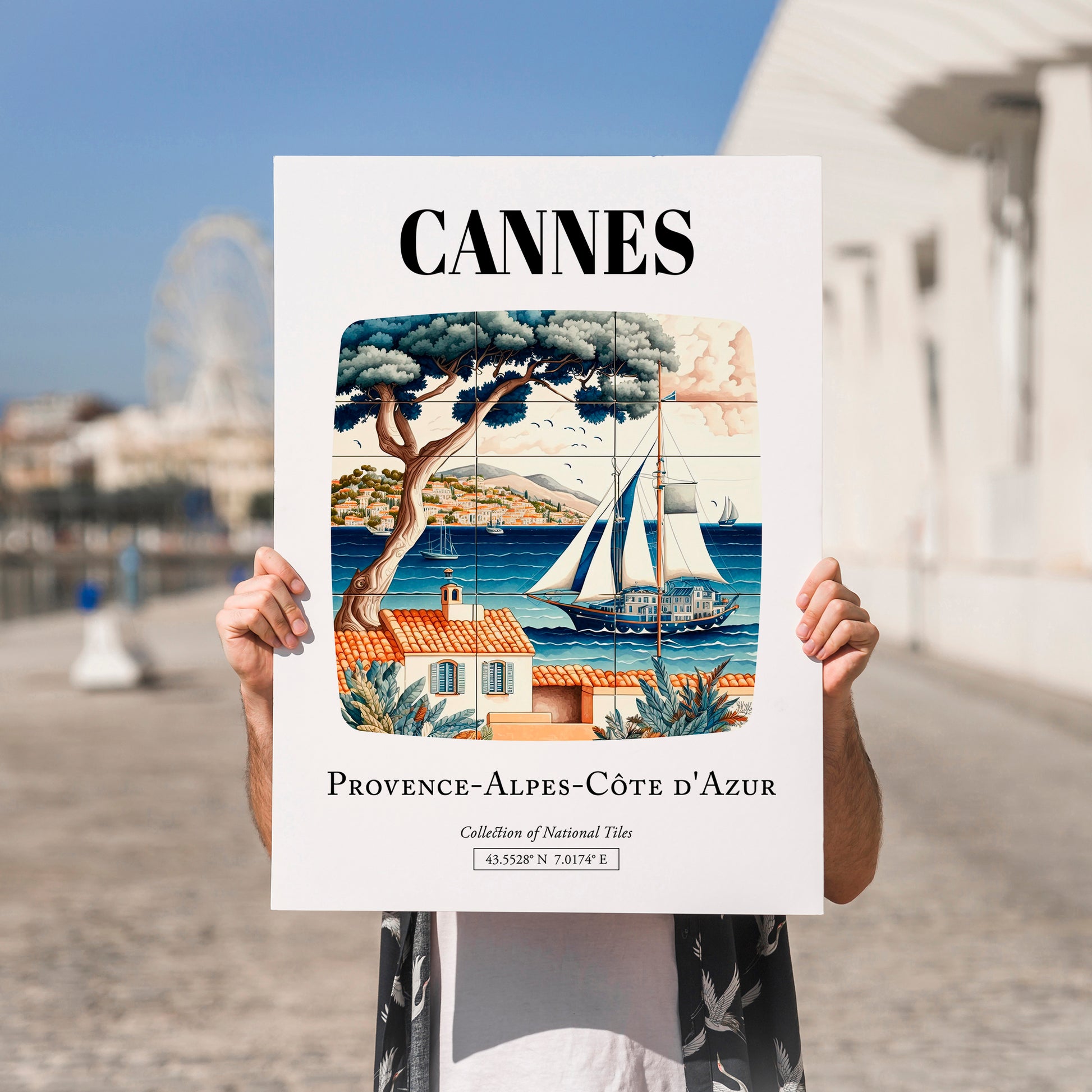 Cannes, France – Travel Poster, no-text version framed in wood