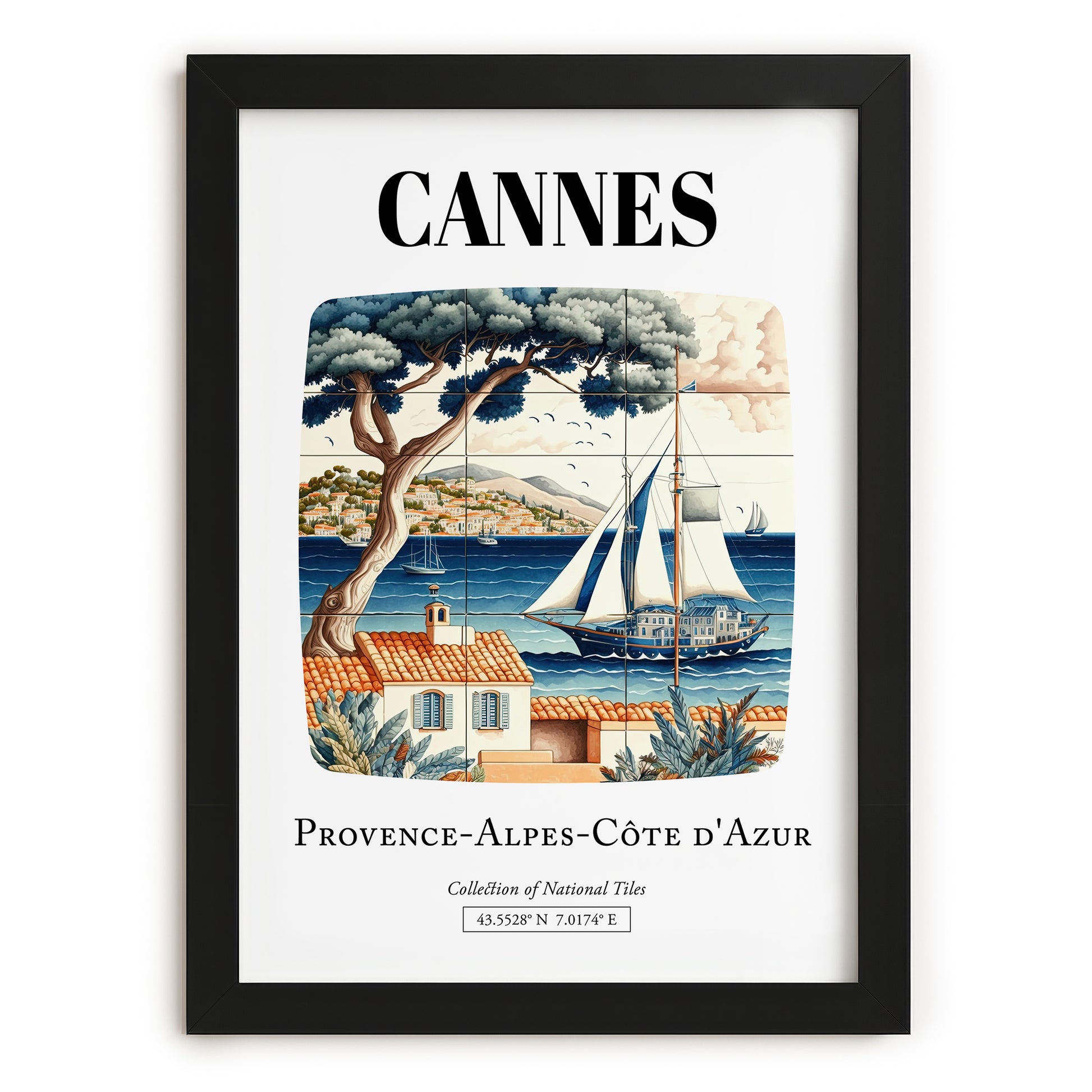 Cannes, France – Travel Poster, in sleek black frame
