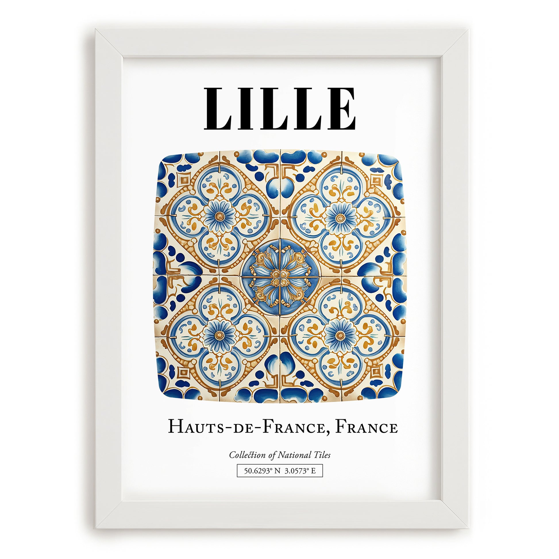 Lille, France – Travel Print, placed in minimal white frame