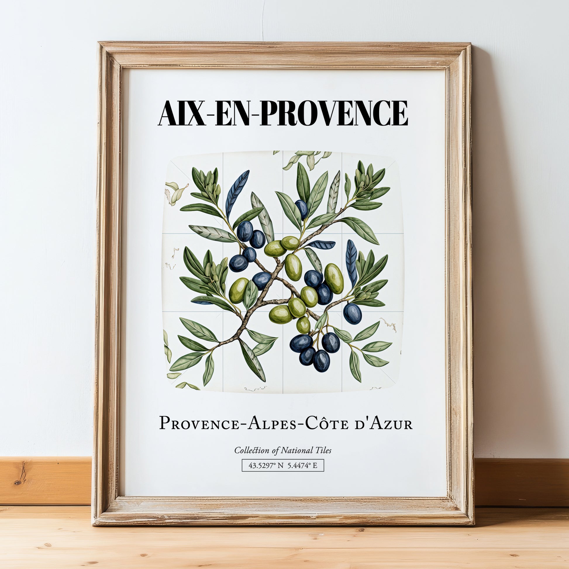 Aix-en-provence, France – Travel Wall Decor, in wooden frame leaning on the floor