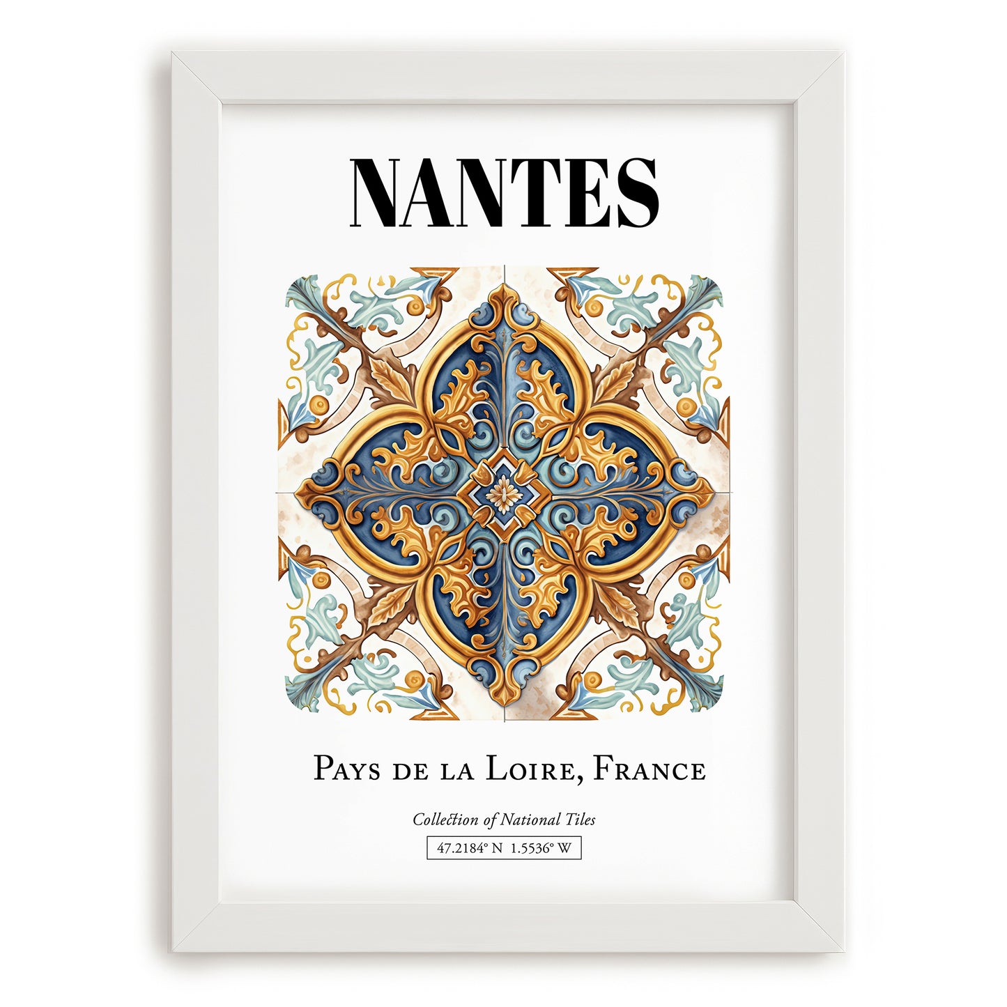 Nantes, France – Wanderlust Wall Decor, placed in minimal white frame