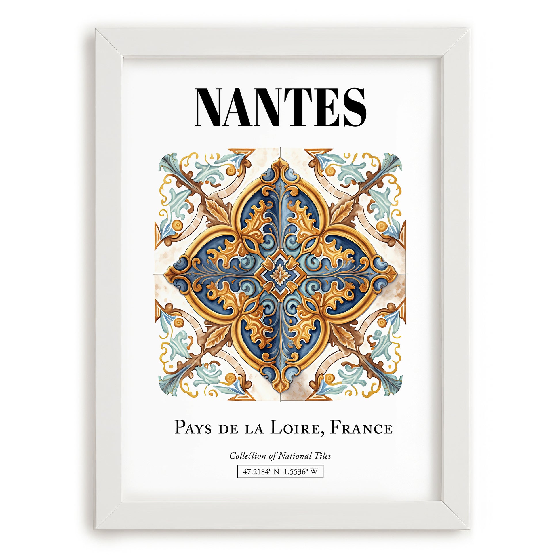 Nantes, France – Wanderlust Wall Decor, placed in minimal white frame