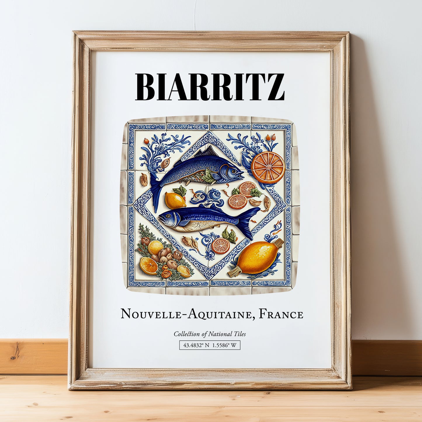 Biarritz, France – Travel Wall Decor, in wooden frame leaning on the floor
