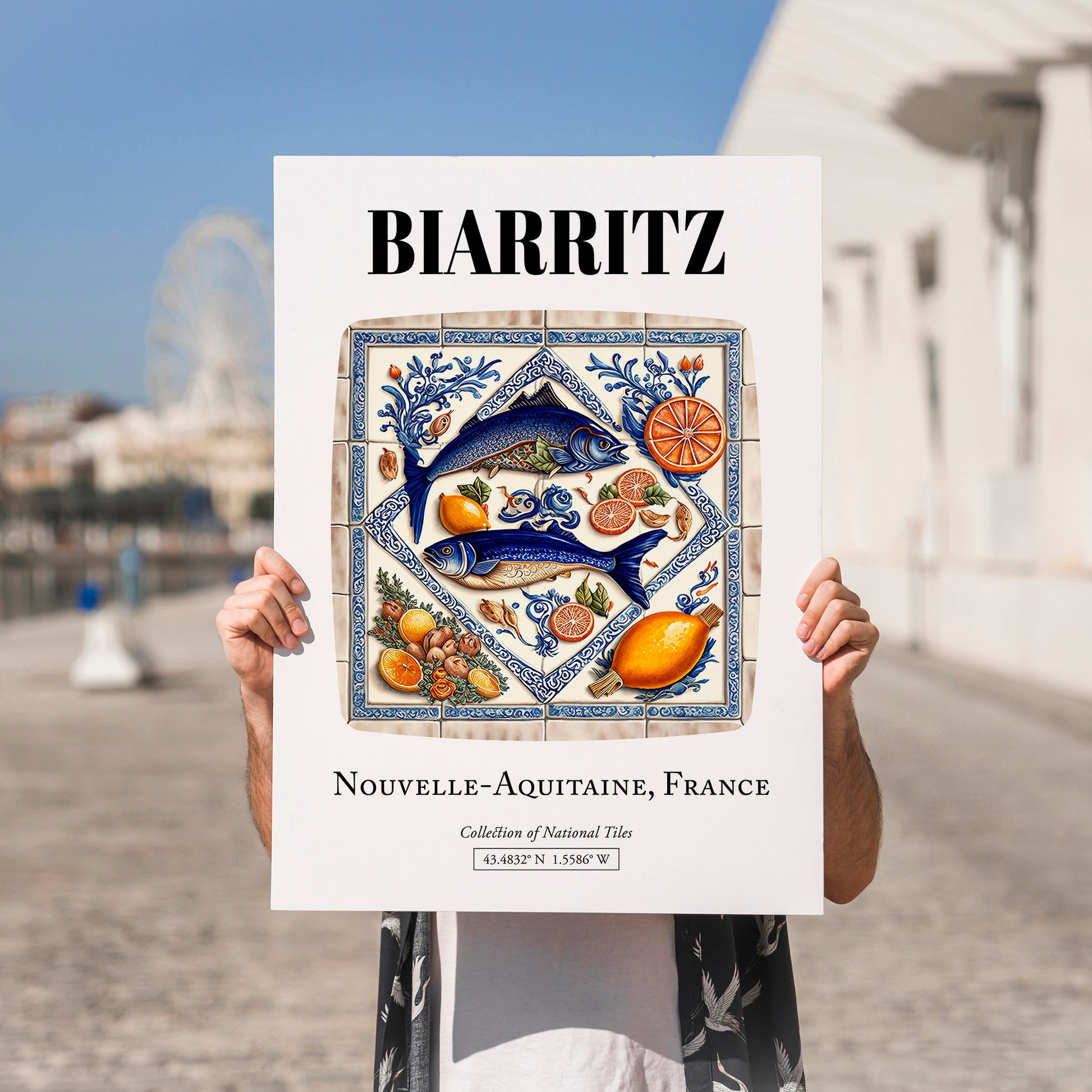Biarritz, France – Travel Wall Decor, no-text version framed in wood