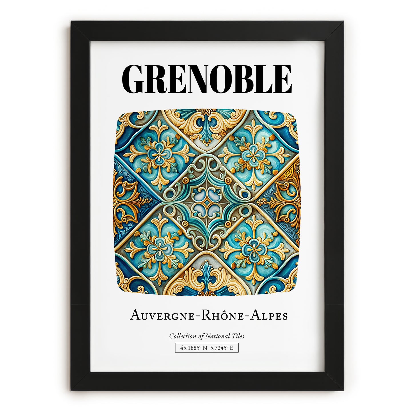 Grenoble, France – Travel Print, in sleek black frame