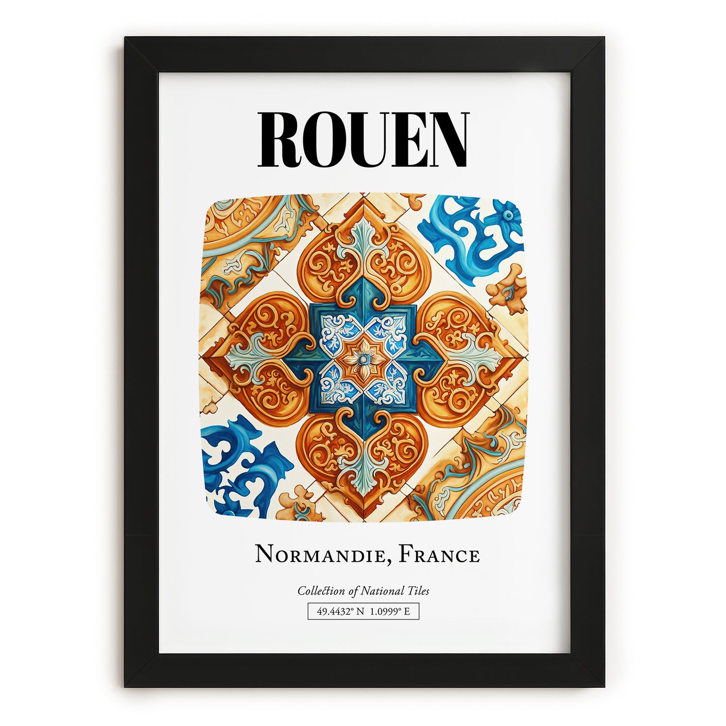 Rouen, France – Architectural Travel Art, in sleek black frame