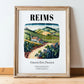 Reims, France – Historic Cities Art Print, in wooden frame leaning on the floor