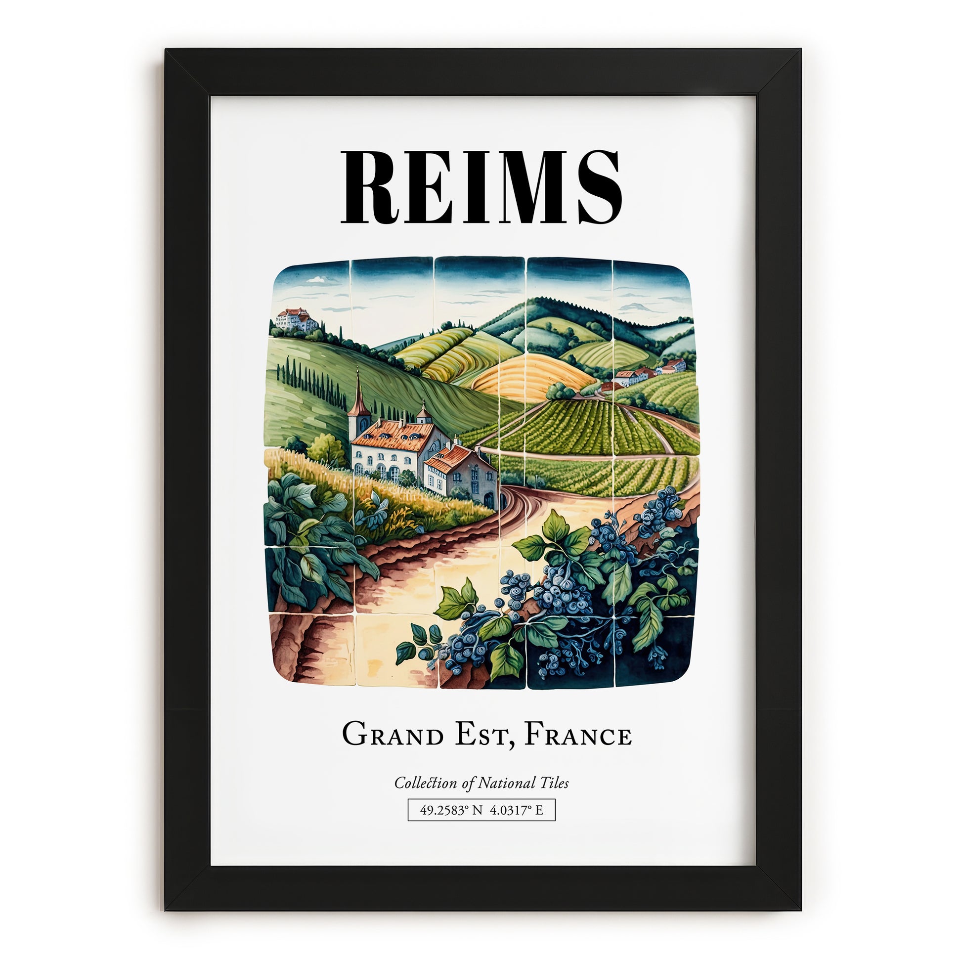 Reims, France – Historic Cities Art Print, in sleek black frame