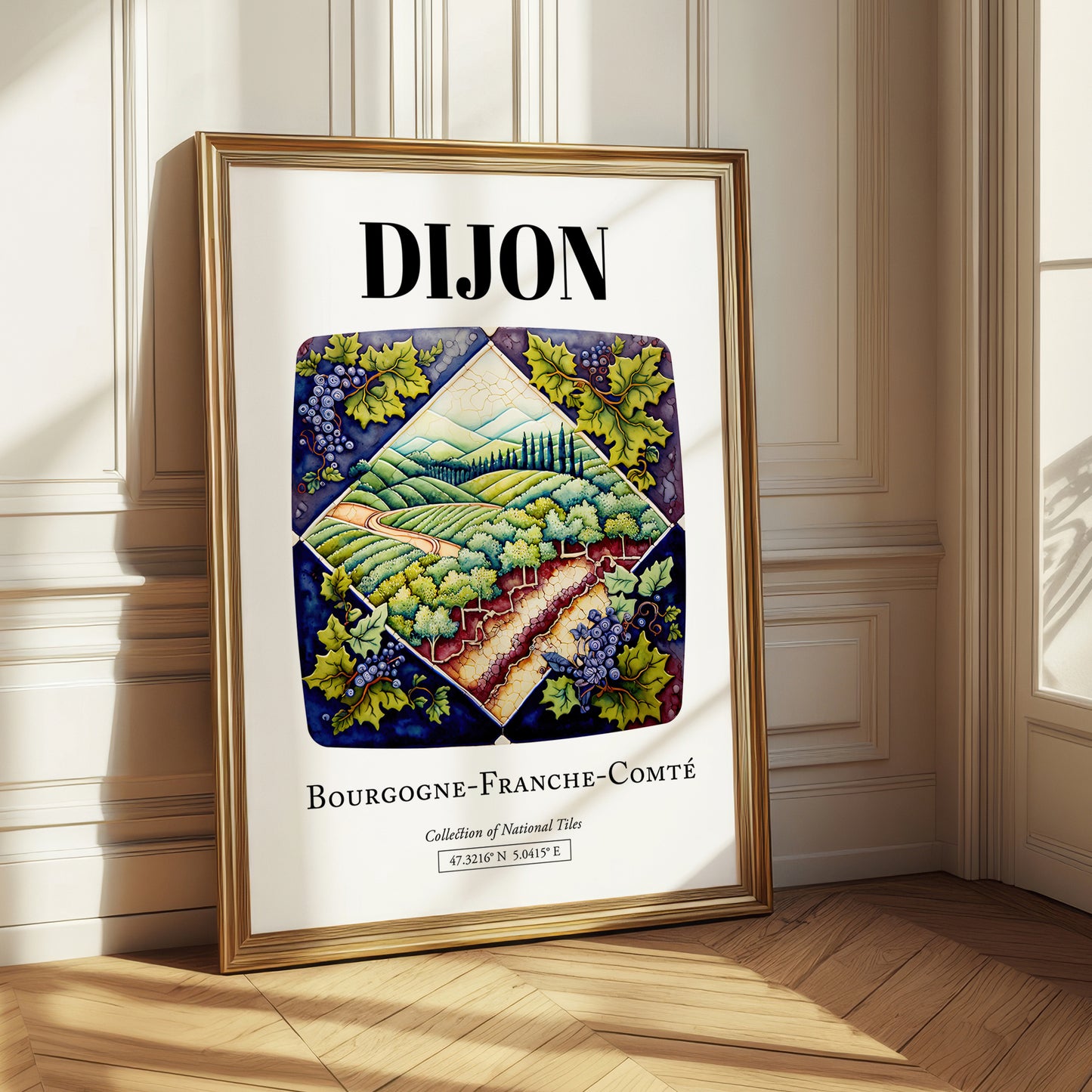 Dijon, France – Travel Poster, styled in a charming Paris street view