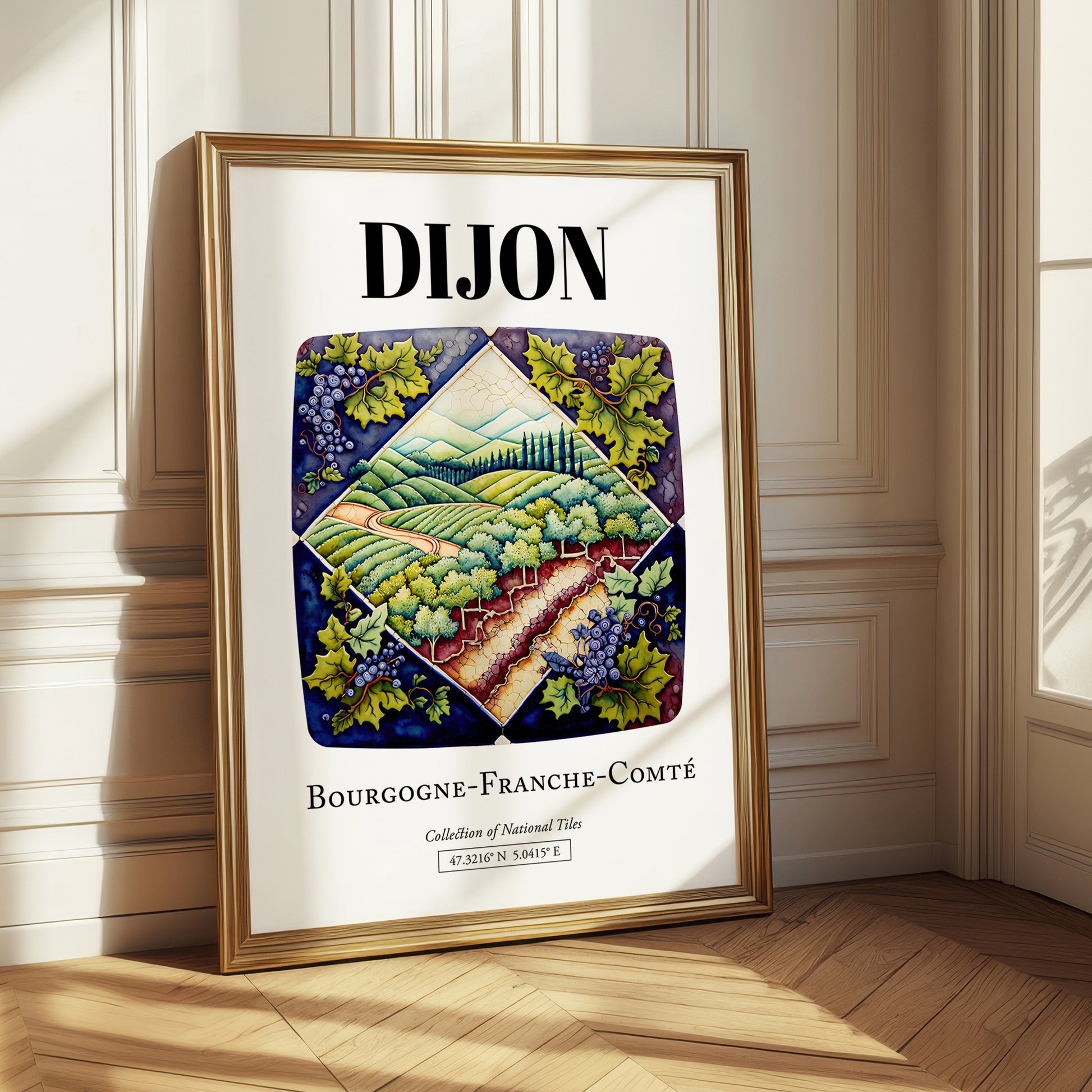 Dijon, France – Travel Poster, styled in a charming Paris street view