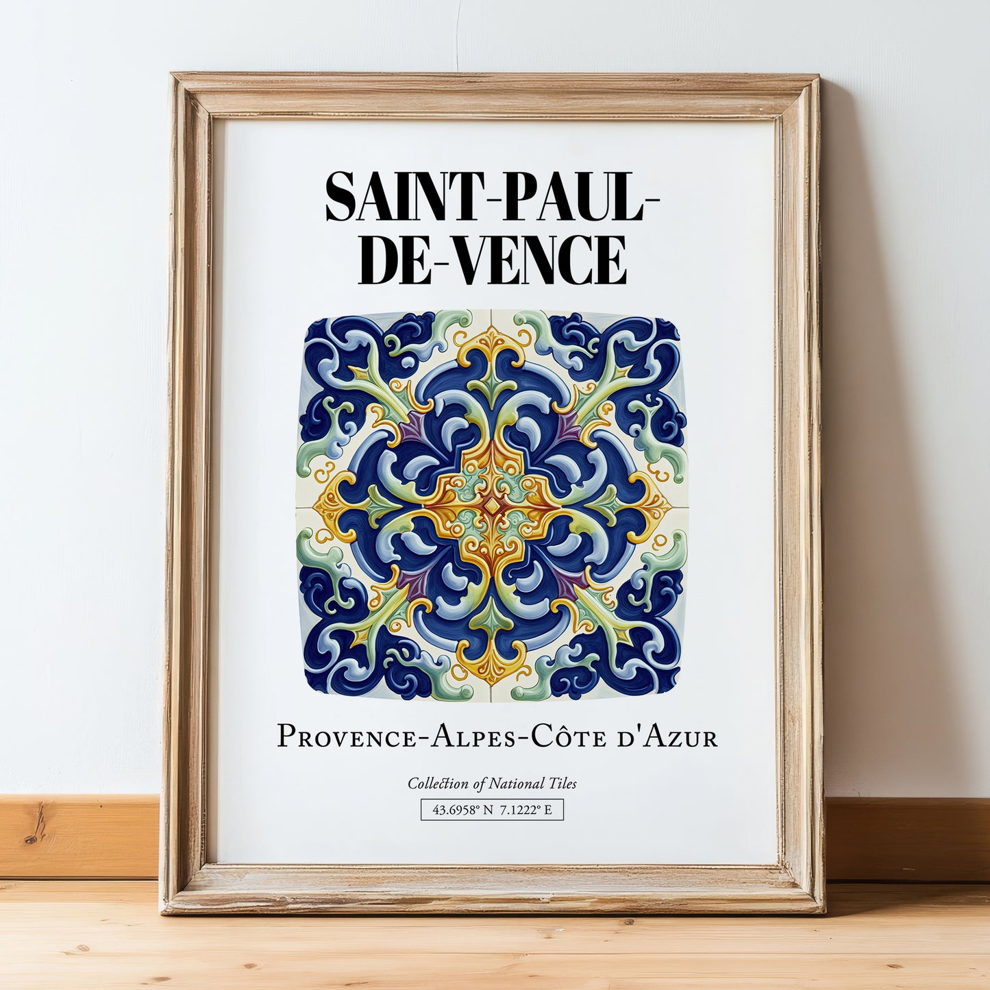 Saint-paul-de-vence, France – Travel Wall Decor, in wooden frame leaning on the floor