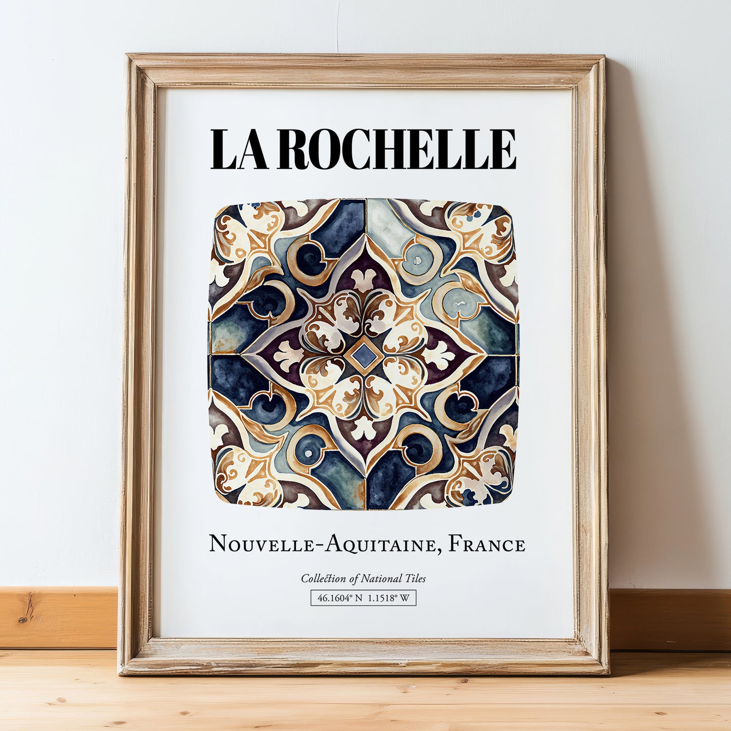 La Rochelle, France – Historic Cities Art Print, in wooden frame leaning on the floor