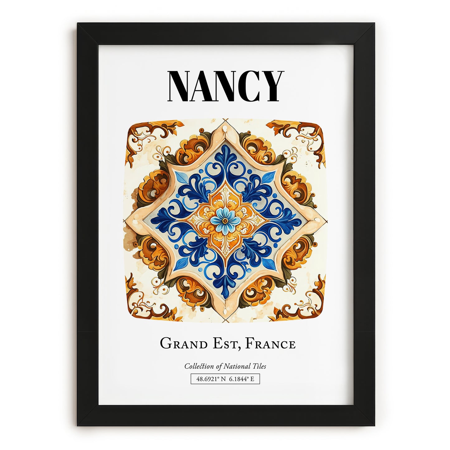 Nancy, France – Travel Poster, in sleek black frame