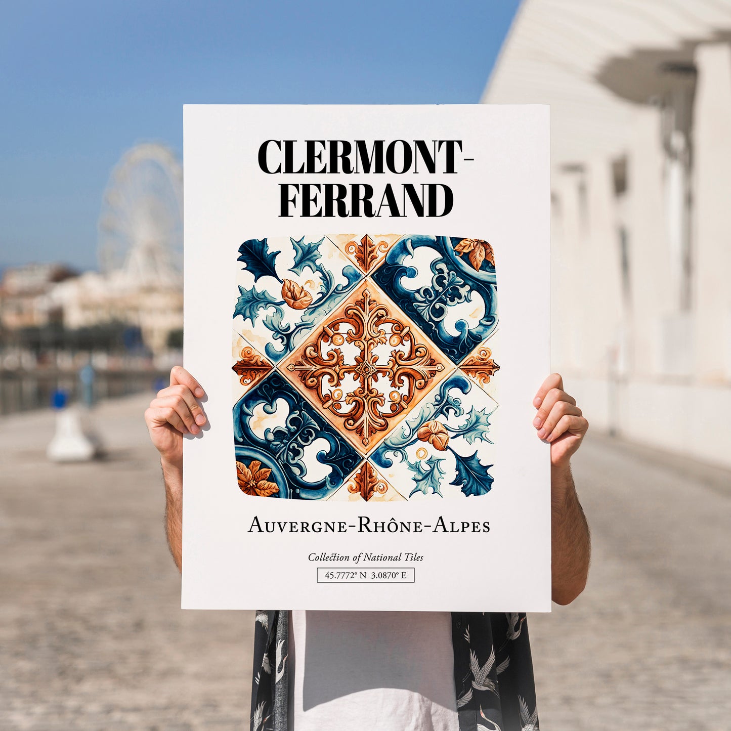 Clermont-ferrand, France – Travel Poster, no-text version framed in wood