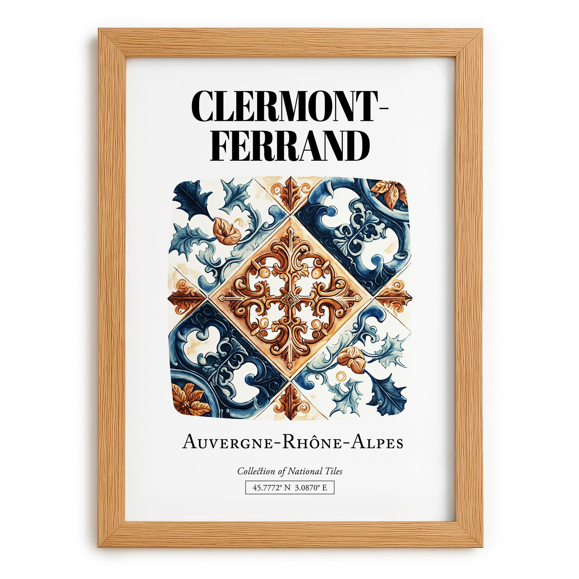 Clermont-ferrand, France – Travel Poster, set in oak frame