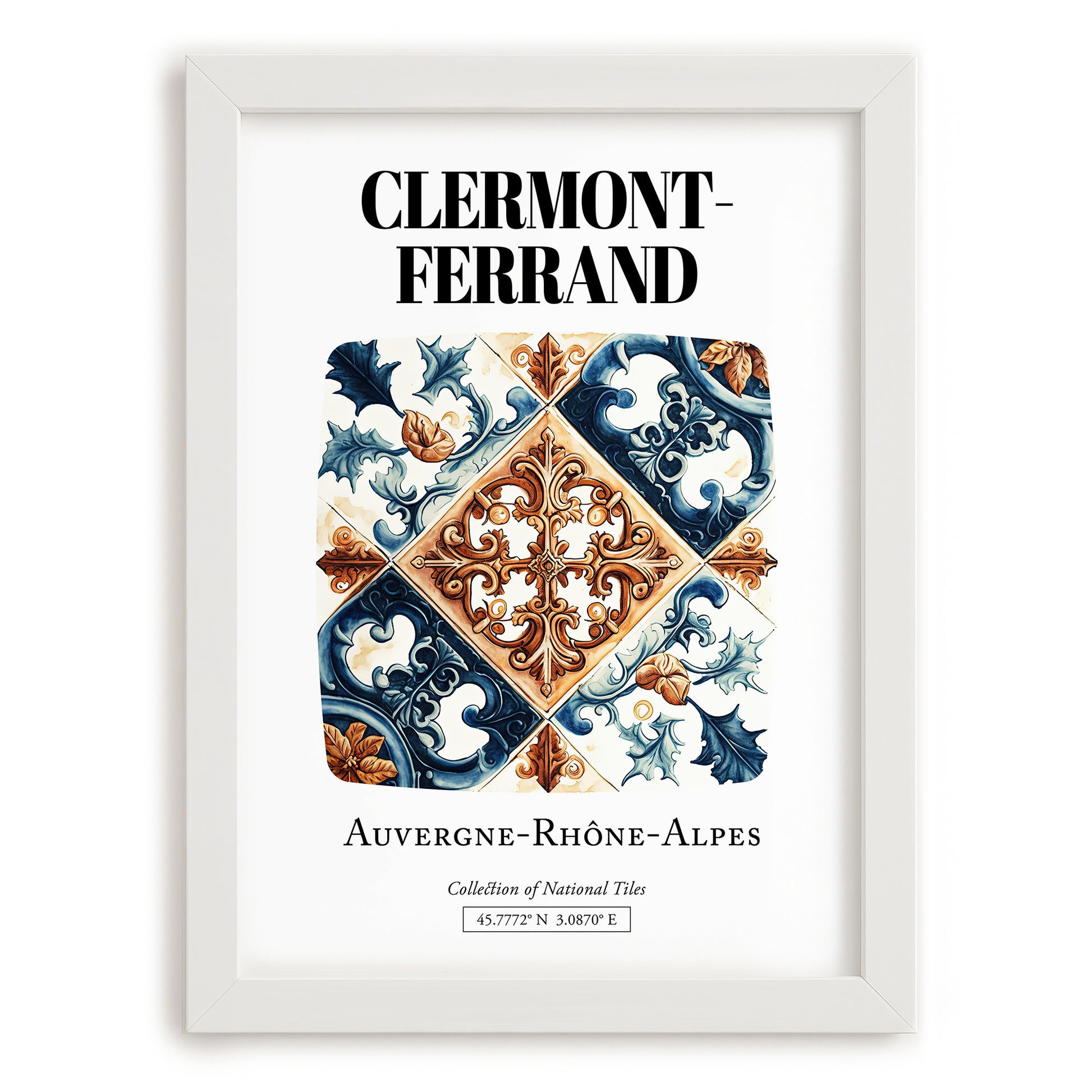 Clermont-ferrand, France – Travel Poster, placed in minimal white frame